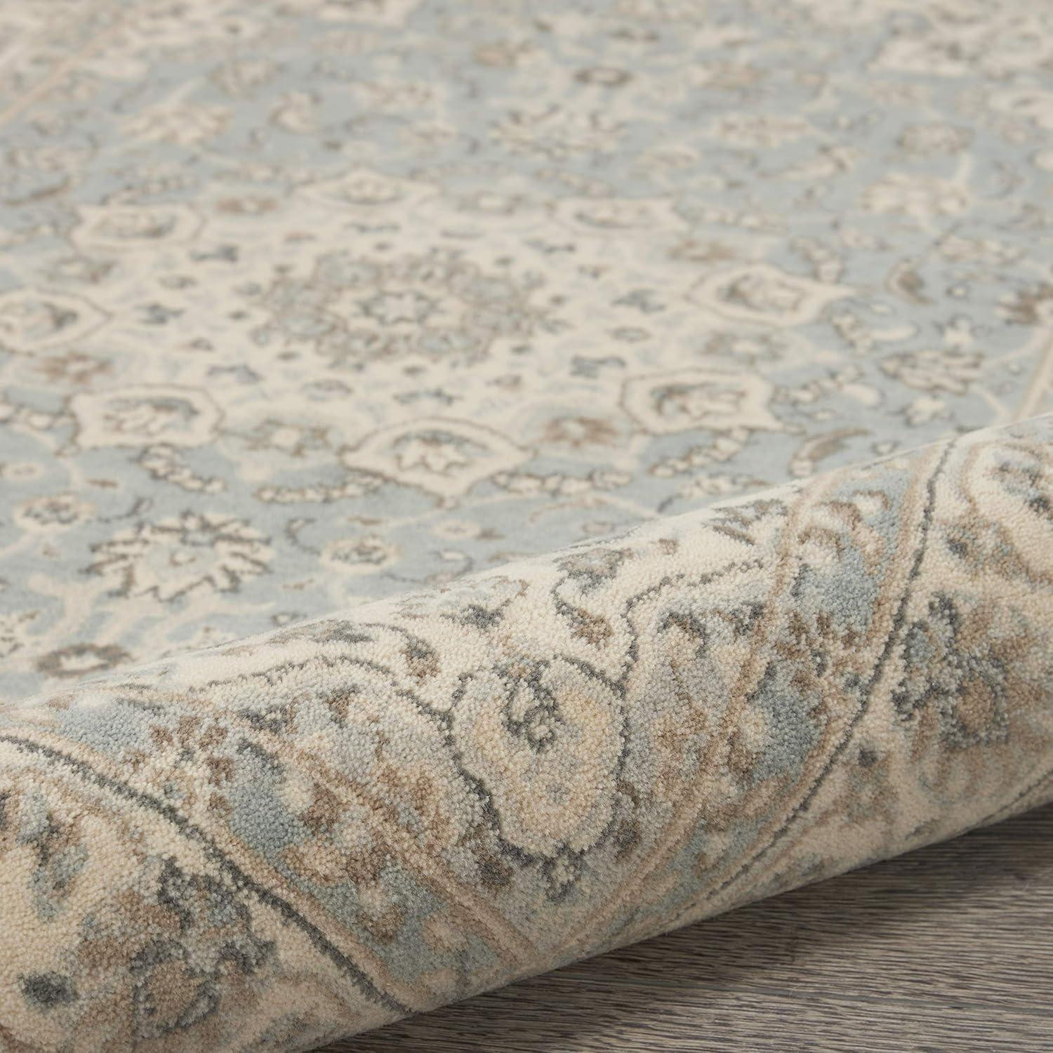 Aqua Ivory Elegance 2'6" x 4'3" Hand-Knotted Wool Blend Area Rug