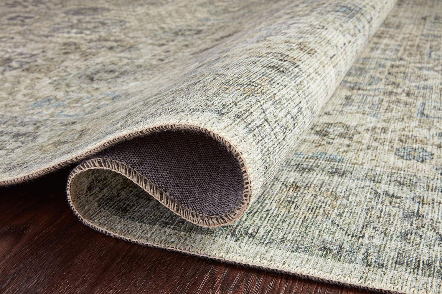 Rust and Blue Vintage Rectangular Polyester Area Rug