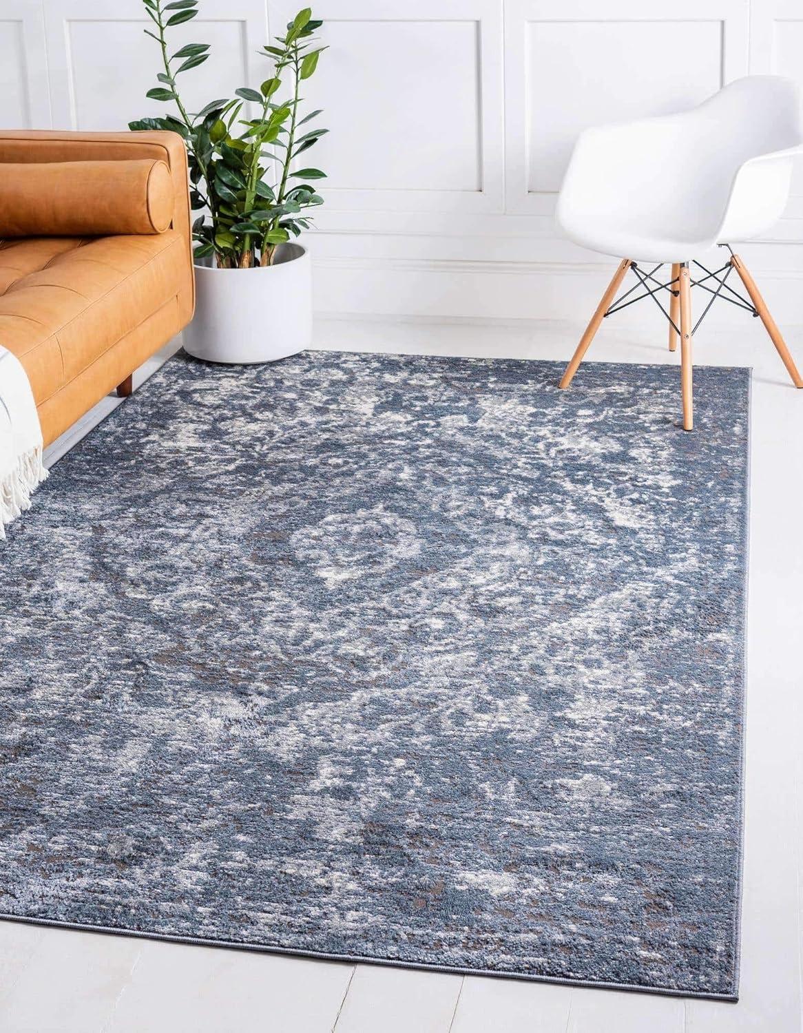 Astoria Blue Geometric Synthetic Indoor Rug