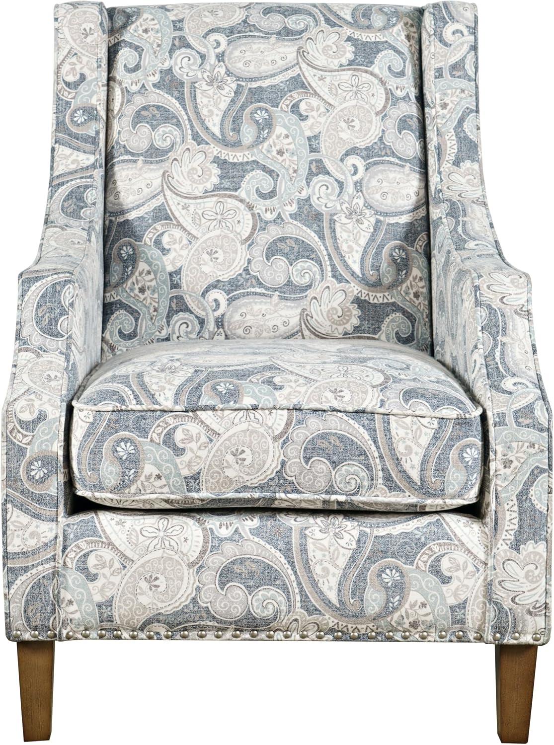 Jofran Westbrook Paisley Fabric Transitional Upholstered Accent Chair with Nailhead Trim