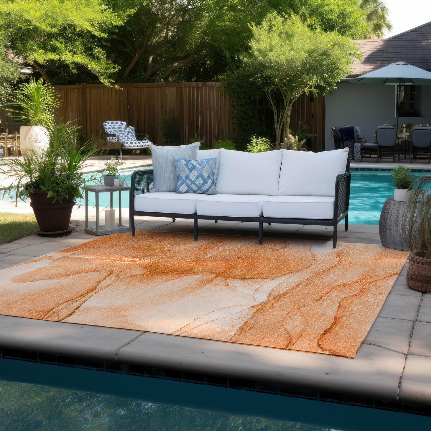 Addison Rugs Machine Washable Indoor/ Outdoor Abstract Chantille Rug Orange - 2'6" x 3'10"