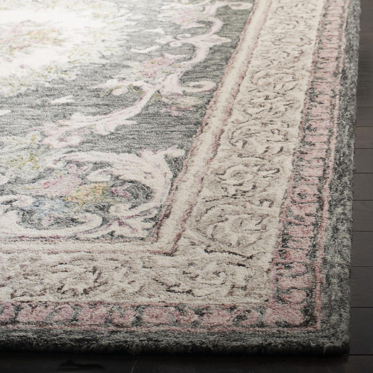 Aubusson AUB105 Hand Tufted Area Rug - Ivory/Charcoal - 5'x8' - Safavieh.