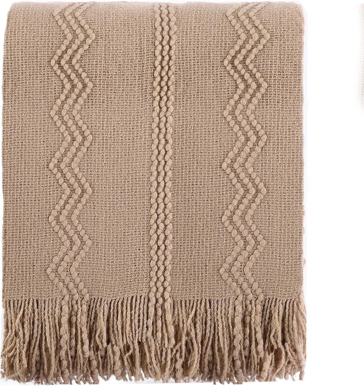 Battilo Home Throw Blanket For Couch, Solid Throw Blanket For Home Decor, Knit Throw Blankets For Bed, 50"X60"