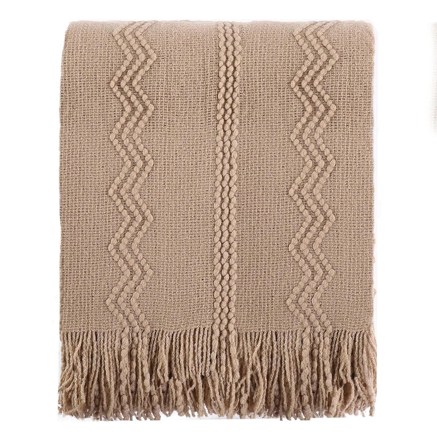 Battilo Home Throw Blanket For Couch, Solid Throw Blanket For Home Decor, Knit Throw Blankets For Bed, 50"X60"