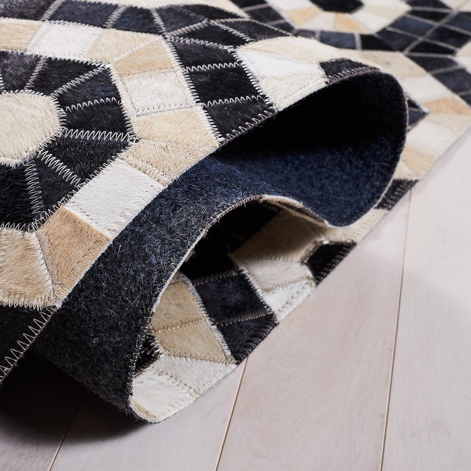 Studio Leather STL234 Power Loomed Area Rug - Black/Beige - 6'x6' - Safavieh.