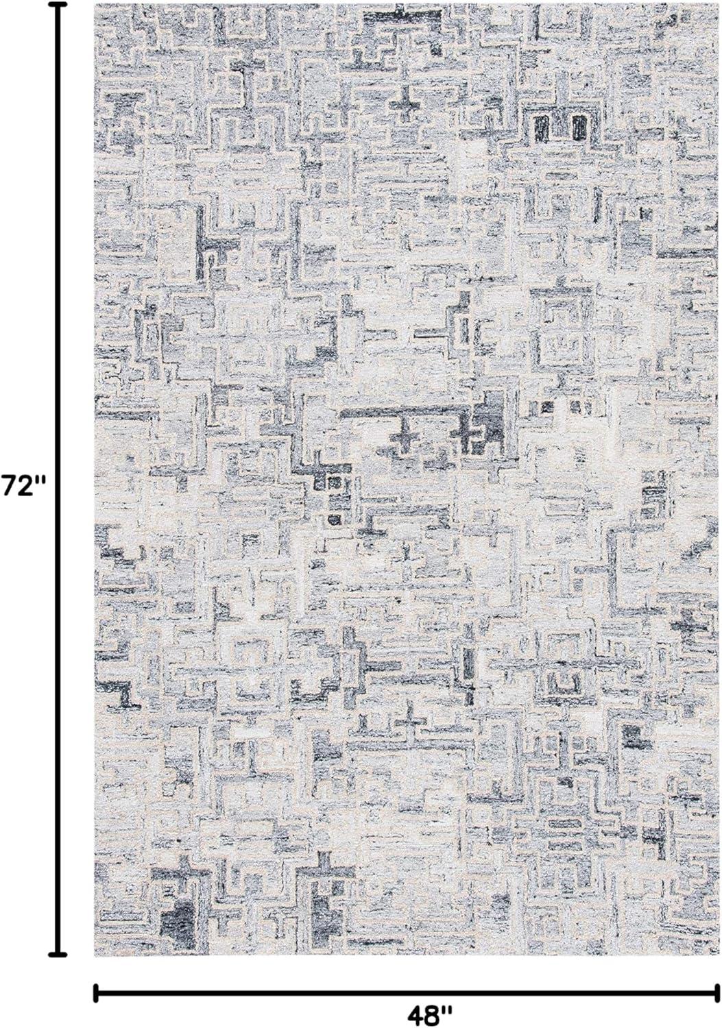 Abstract ABT142 Handmade Indoor Area Rug - Ivory/Black - 4'x6' - Safavieh