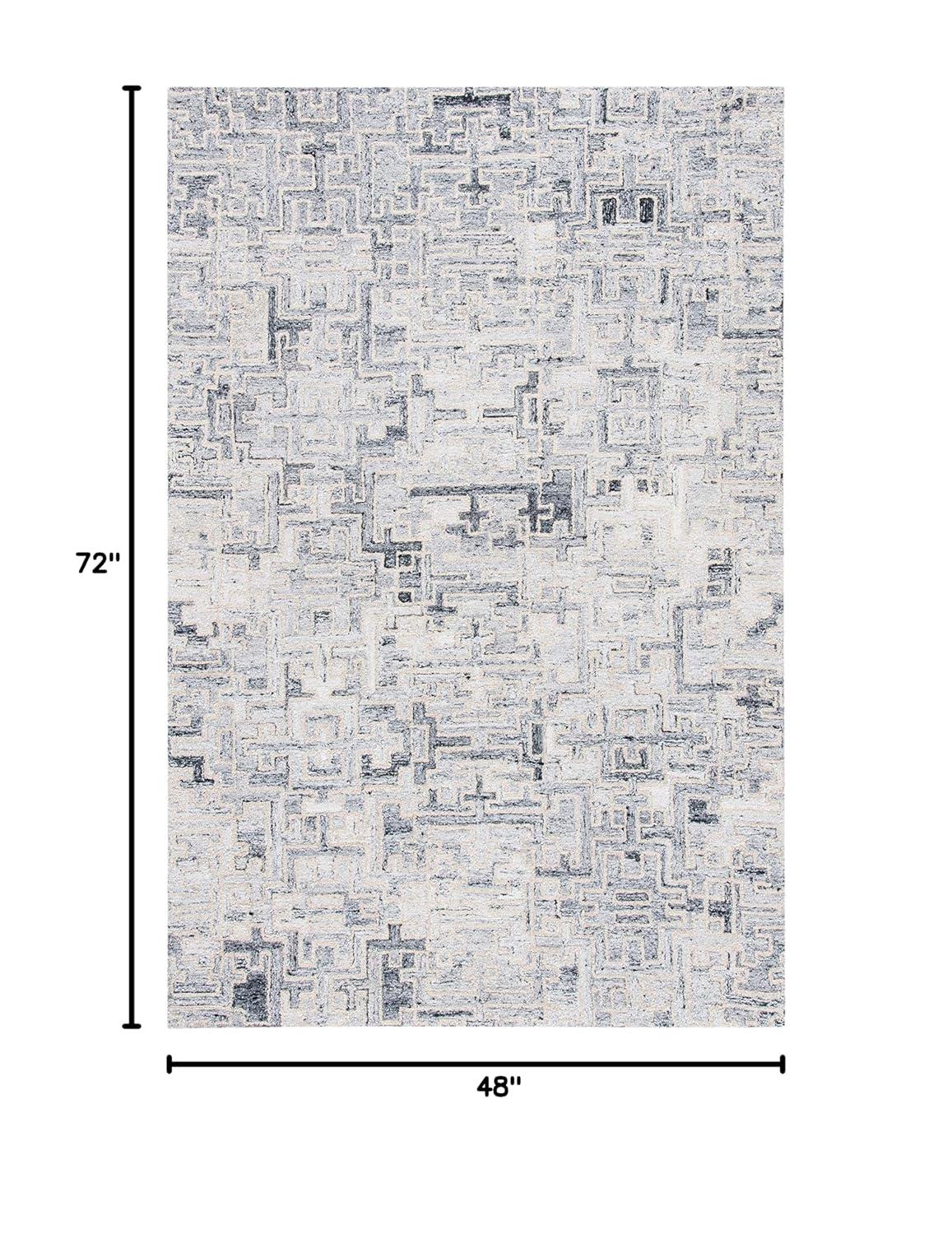 Abstract ABT142 Handmade Indoor Area Rug - Ivory/Black - 4'x6' - Safavieh