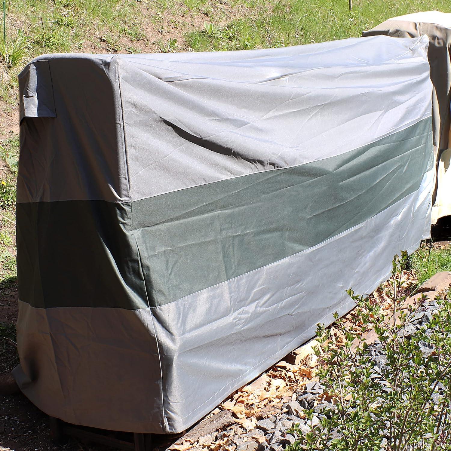 Sunnydaze Outdoor Weather-Resistant Heavy-Duty Polyester with PVC Backing Firewood Log Rack Cover - 4' 2" - Gray and Green