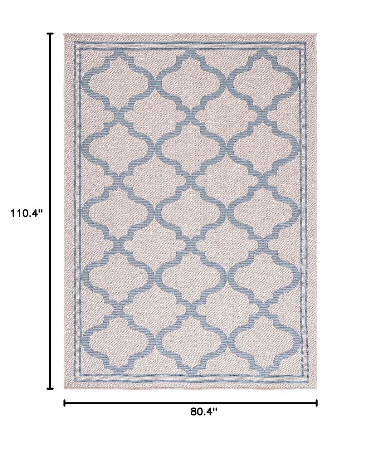 Bermuda BMU810 Power Loomed Indoor/Outdoor Machine Washable Area Rug - Ivory/Blue - 6'7"x9'2" - Safavieh