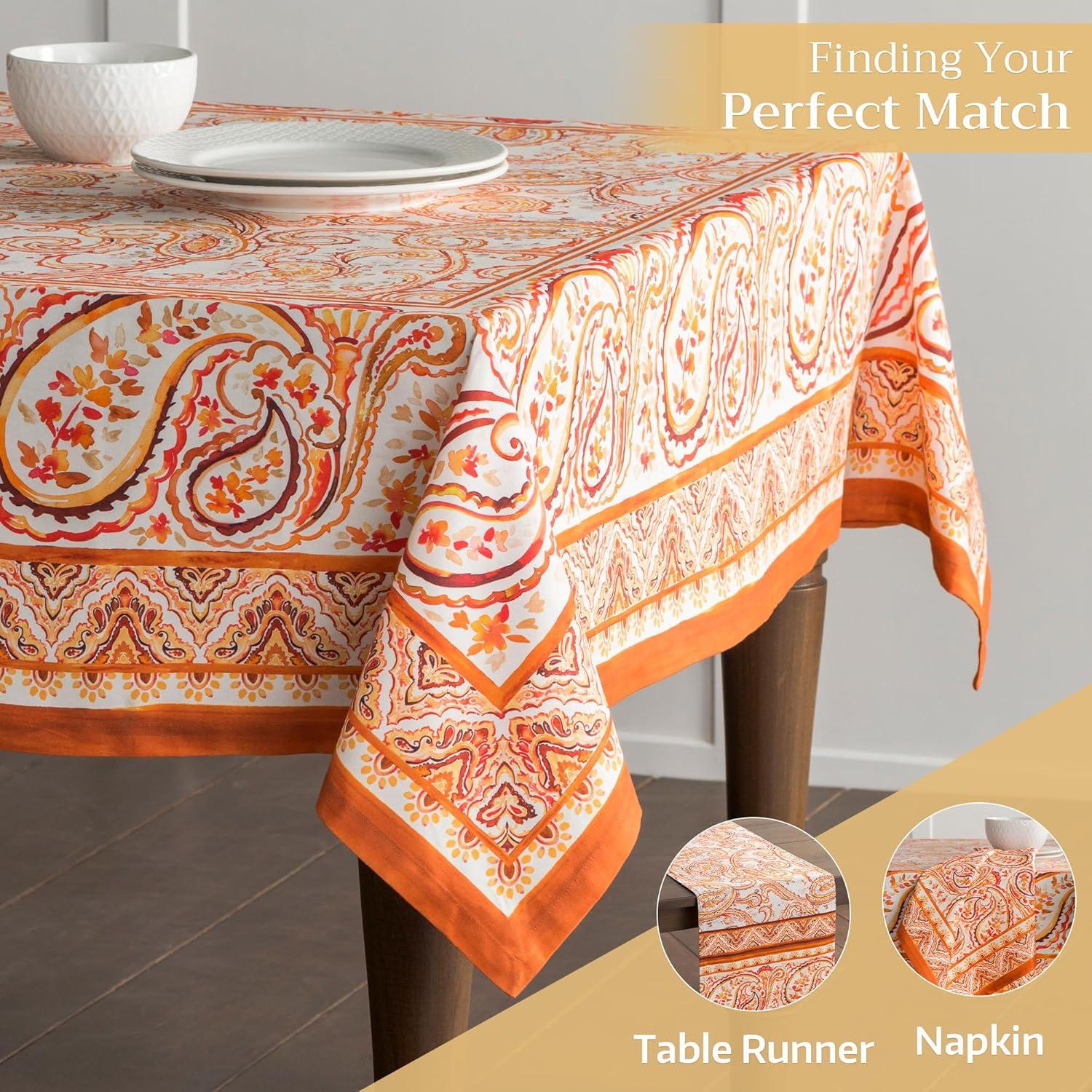 Maison d' Hermine Palatial Paisley 100% Cotton Tablecloth for Kitchen Dining Tabletop Decoration Parties Weddings (Square, 60 Inch by 60 Inch).