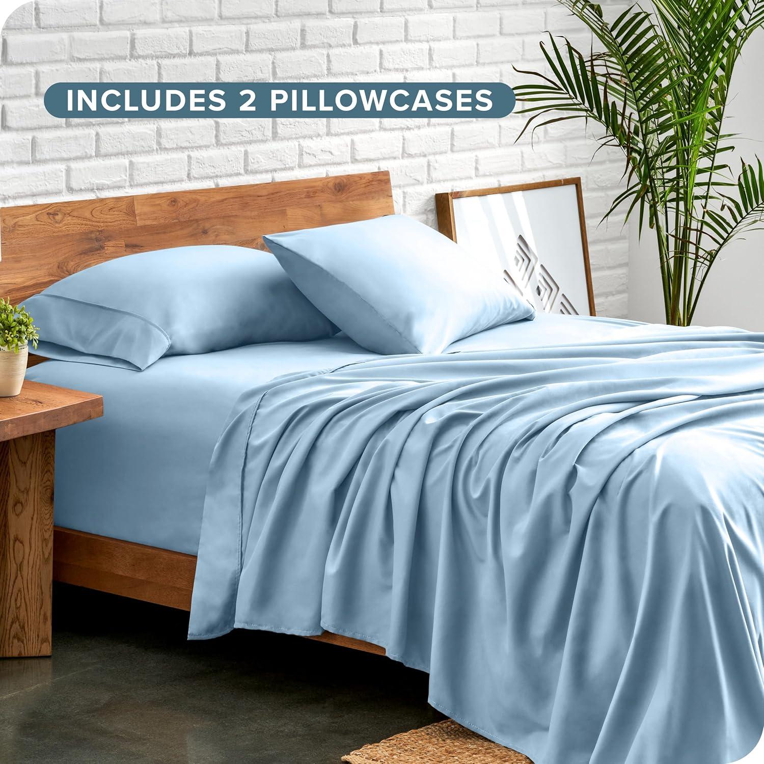 Bare Home Hotel Luxury Twin XL Sheet Set, Extra Soft - 4 Piece Set - Deep Pockets - Easy Fit - Cooling & Breathable - Wrinkle, Fade, Stain Resistant - Includes 2 Pillowcases (Twin XL, Light Blue)