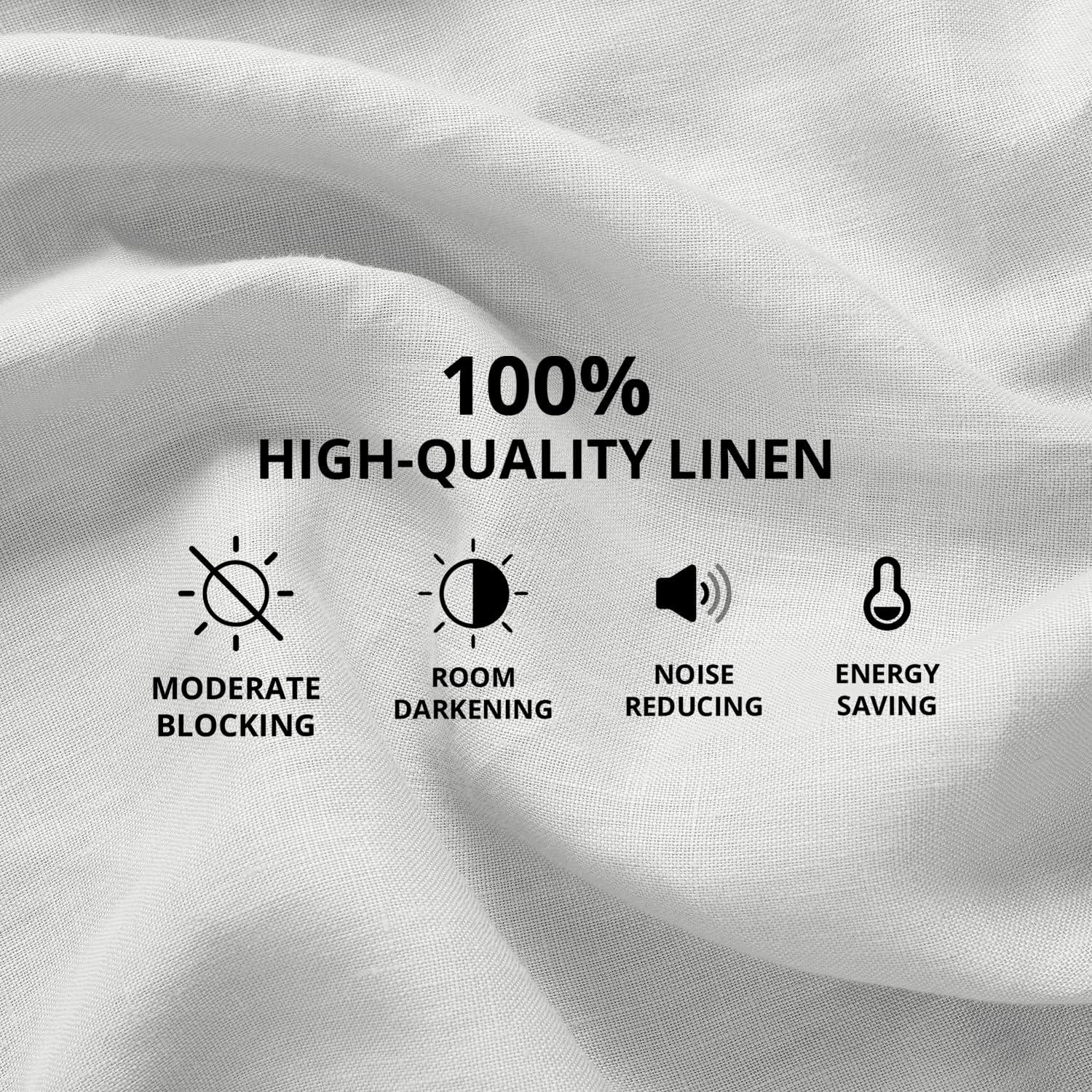 Crisp White Linen Room-Darkening Curtain Panel 50" x 108"