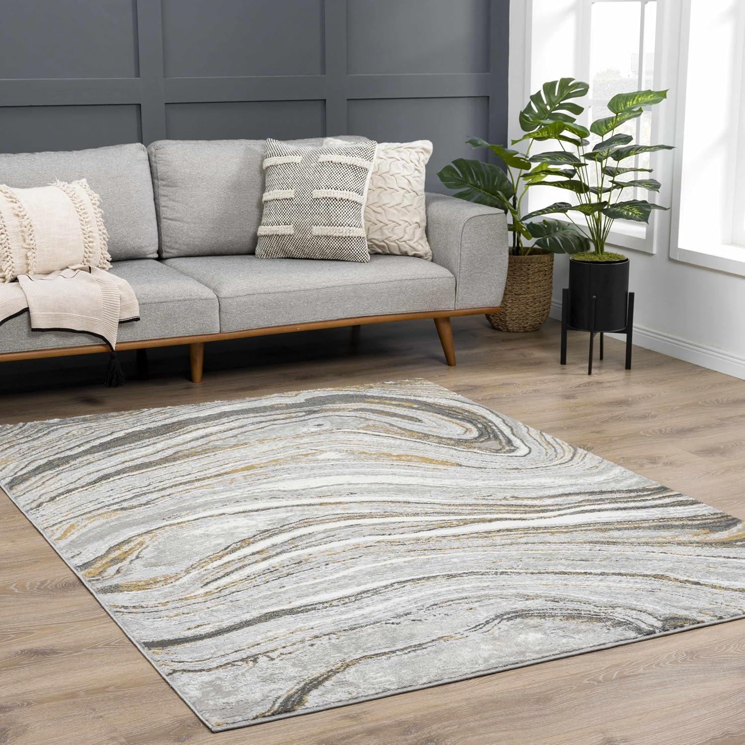 Hauteloom Live Marble Dark Gray Area Rug