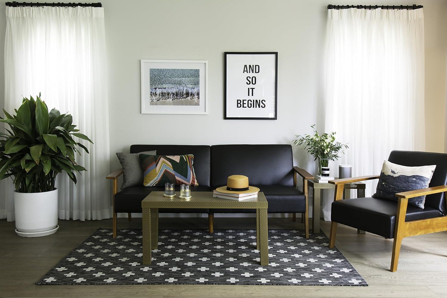 Umbria Striped Charcoal Indoor / Outdoor Area Rug