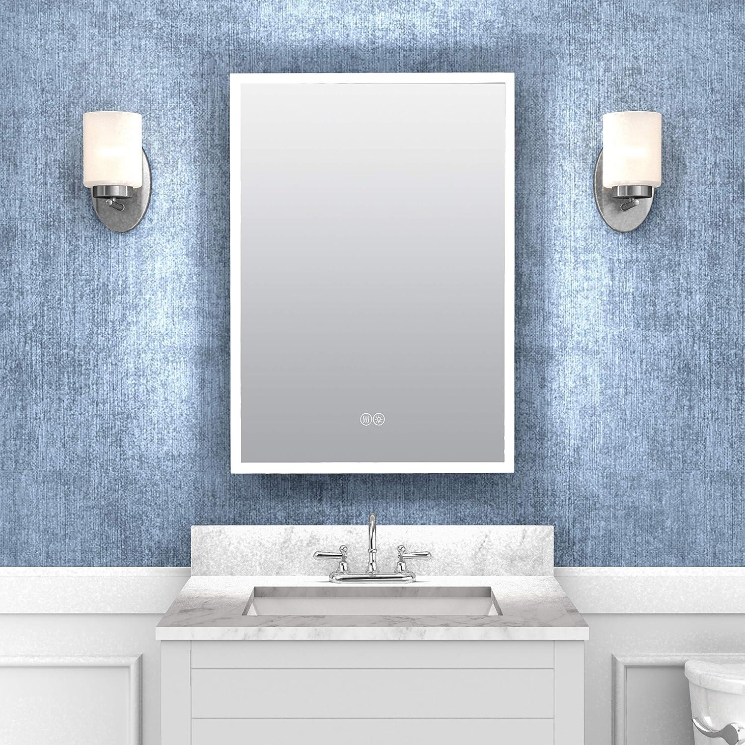 Aluminum LED-Lit Mirror Medicine Cabinet with Touch Switch