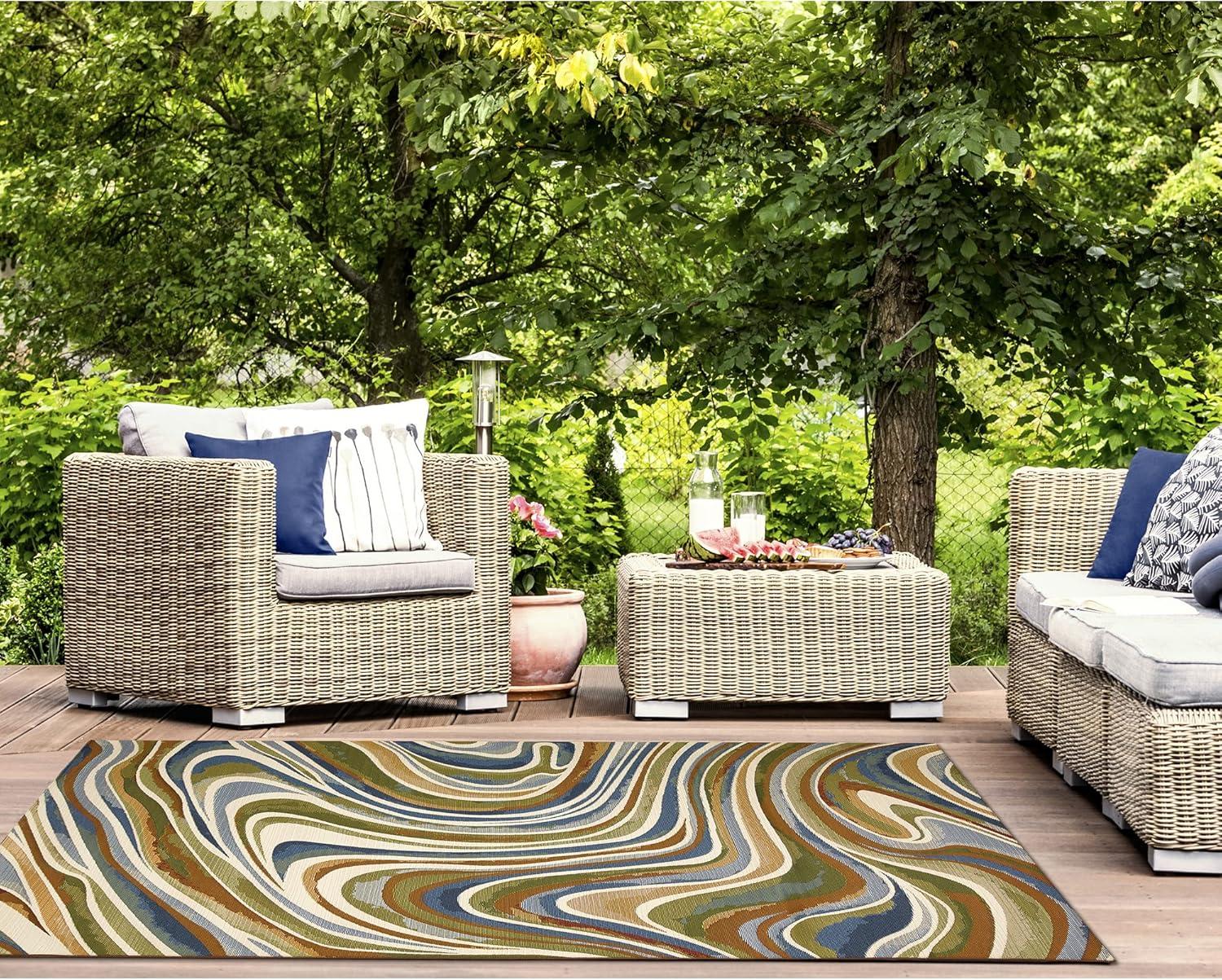 Liora Manne Marina Tides Indoor/Outdoor Rug Multi 3'3" x 4'11"