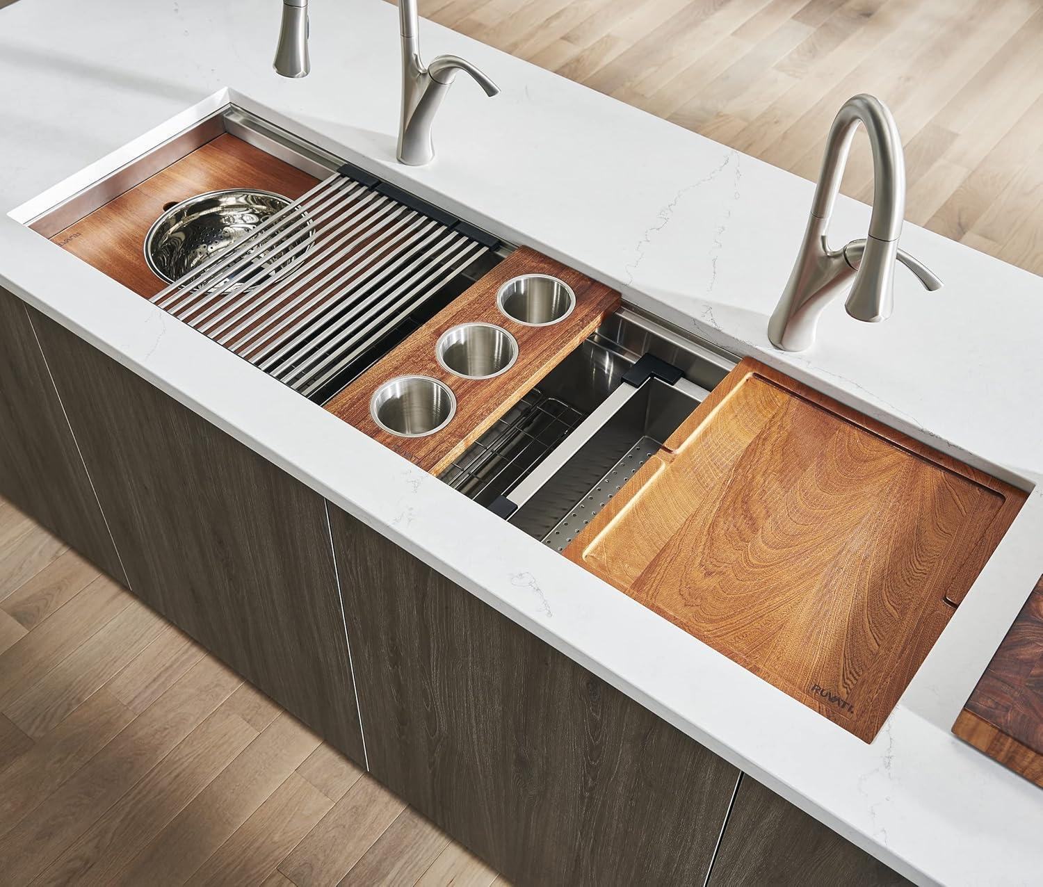 Ruvati 45-inch Stainless Steel Workstation Two-Tiered Ledge Undermount Kitchen Sink