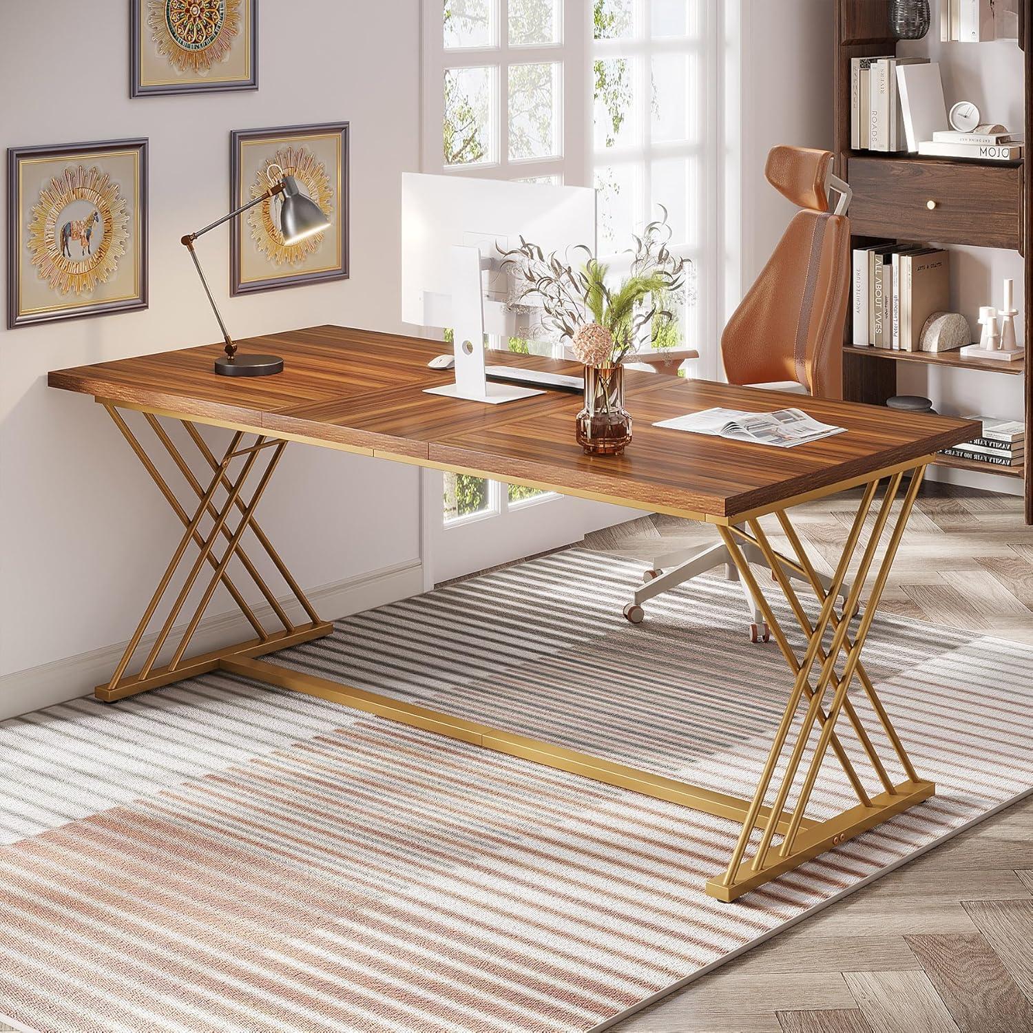 Tribesigns 63" Computer Desk, Modern Wood Home Office Desk, Computer Table Executive Desk, Study Writing Table Workstation for Living Room Bedroom Office