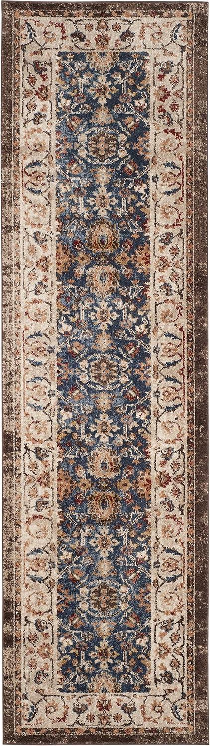 SAFAVIEH Bijar Collection 2'3" x 12' Royal / Ivory BIJ650B Traditional Oriental Distressed Non-Shedding Living Room Bedroom Runner Rug