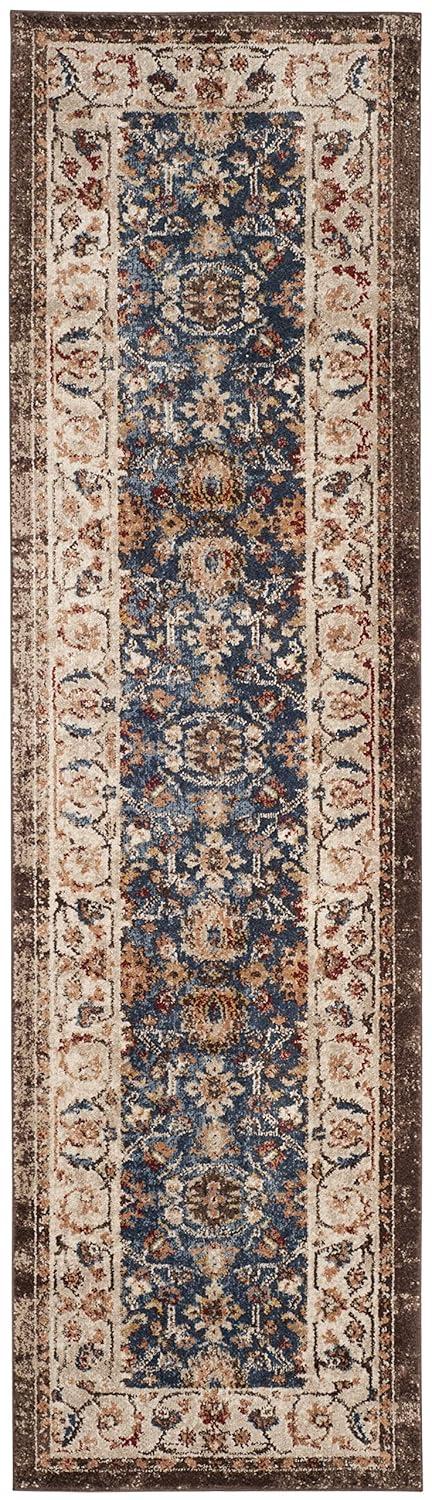 SAFAVIEH Bijar Collection Runner Rug - 2'3" x 12', Royal & Ivory, Traditional Oriental Distressed Design, Non-Shedding & Easy Care, Ideal for High Traffic Areas in Living Room, Bedroom (BIJ650B)