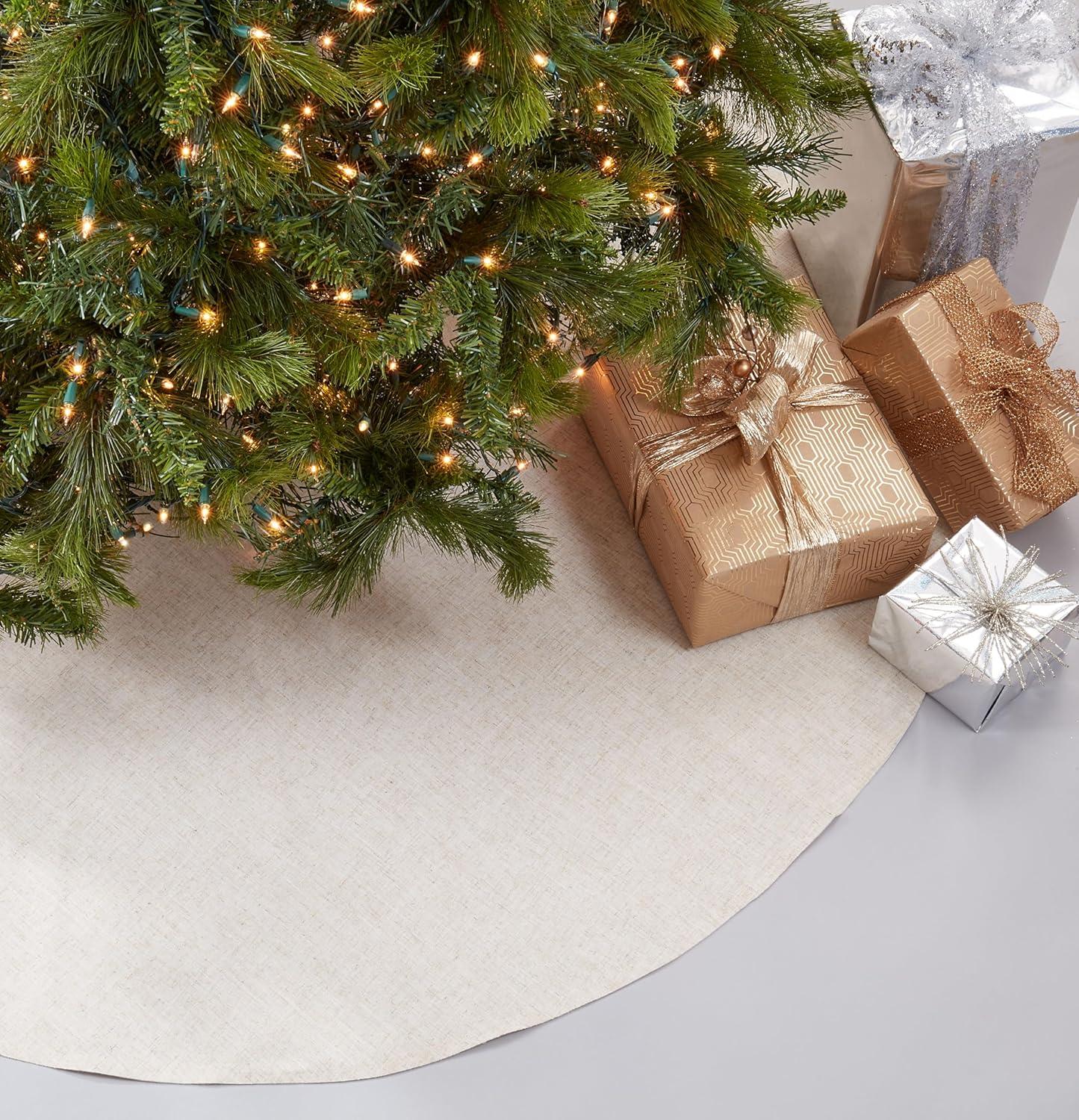 Saro Lifestyle Linen Blend Holiday Christmas Tree Skirt