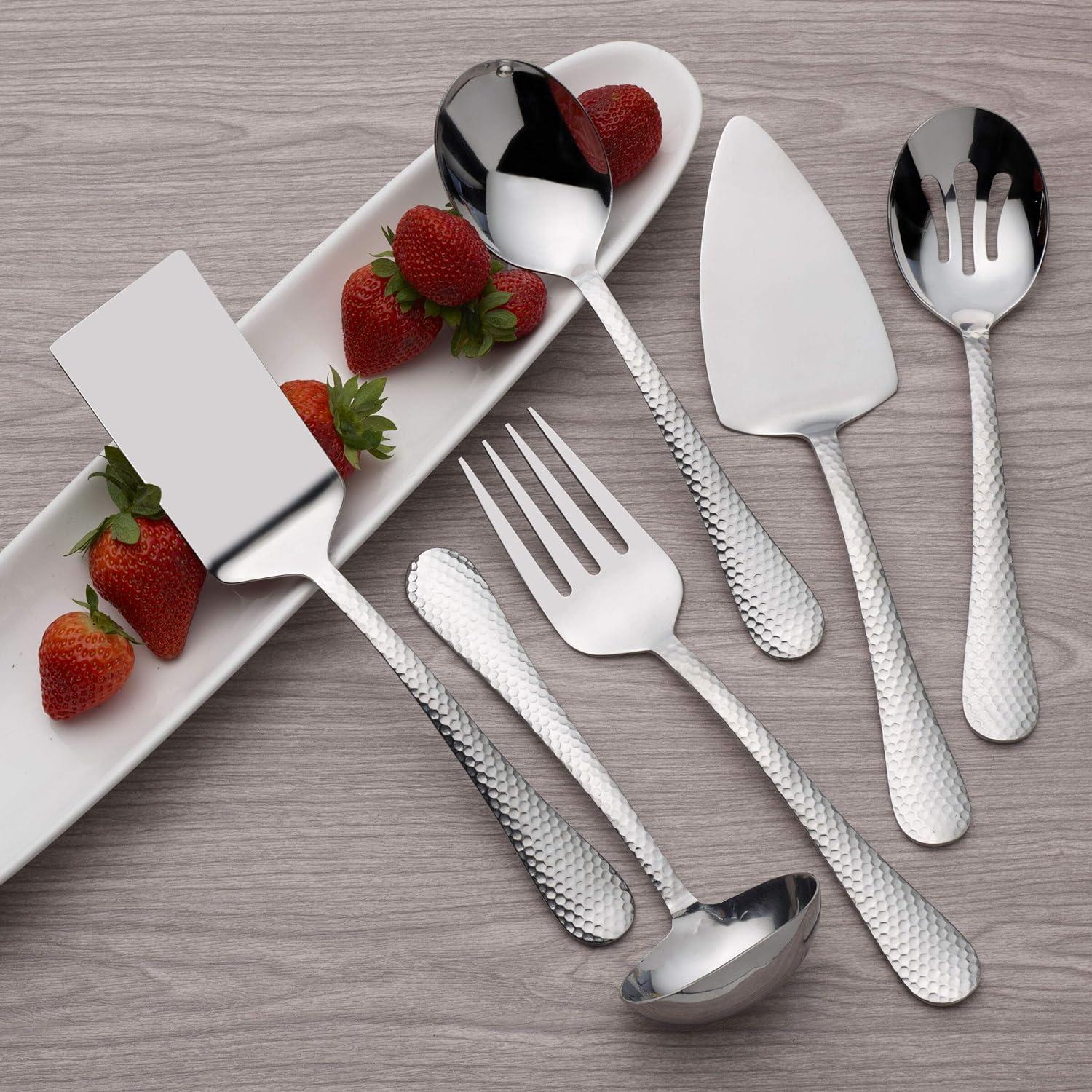 Stainless Steel Hammered Pattern 6-Piece Serving Set