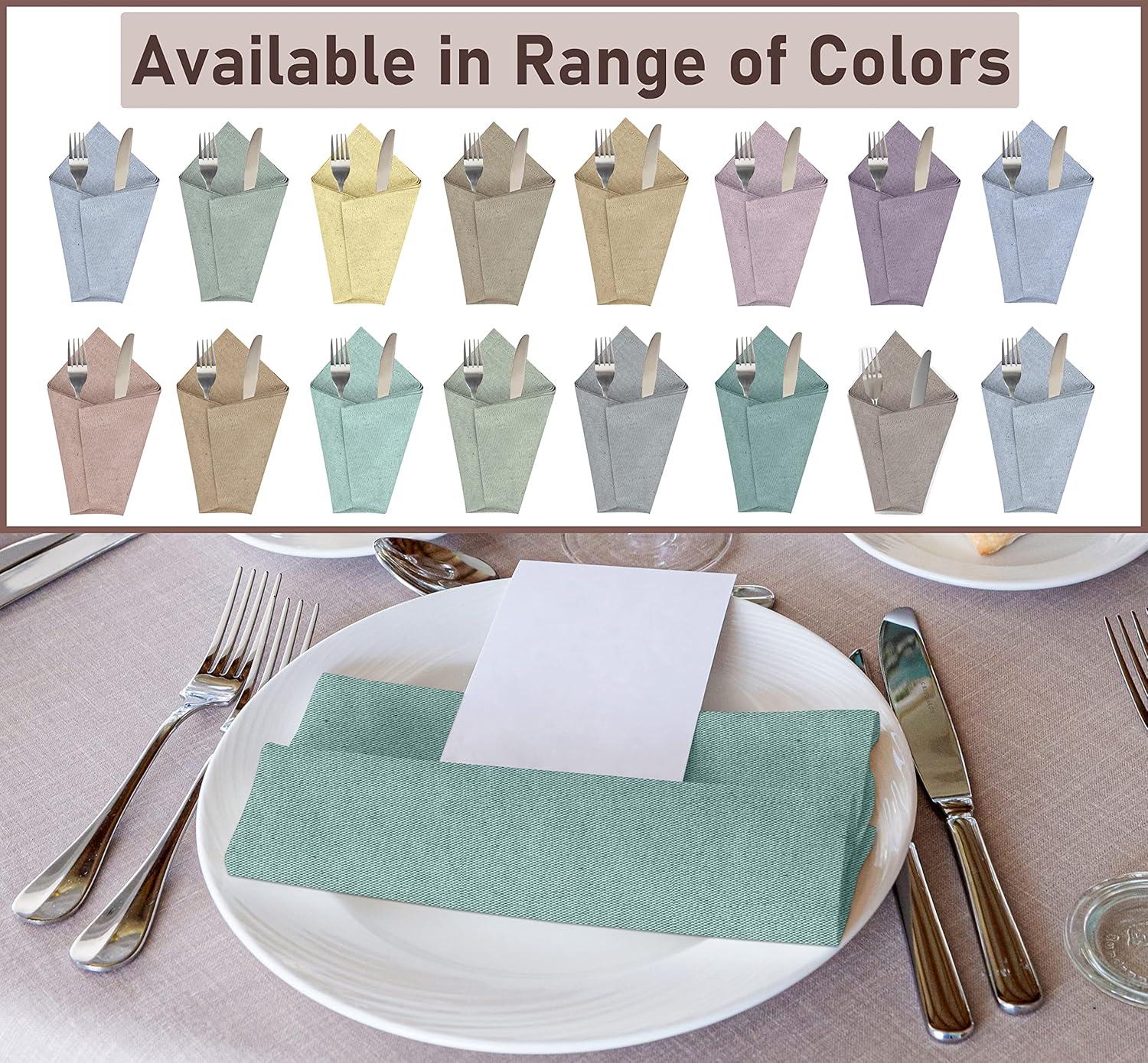 Ruvanti Poly Cotton Square Cloth Napkins Chambray Fabric (Set of 12)