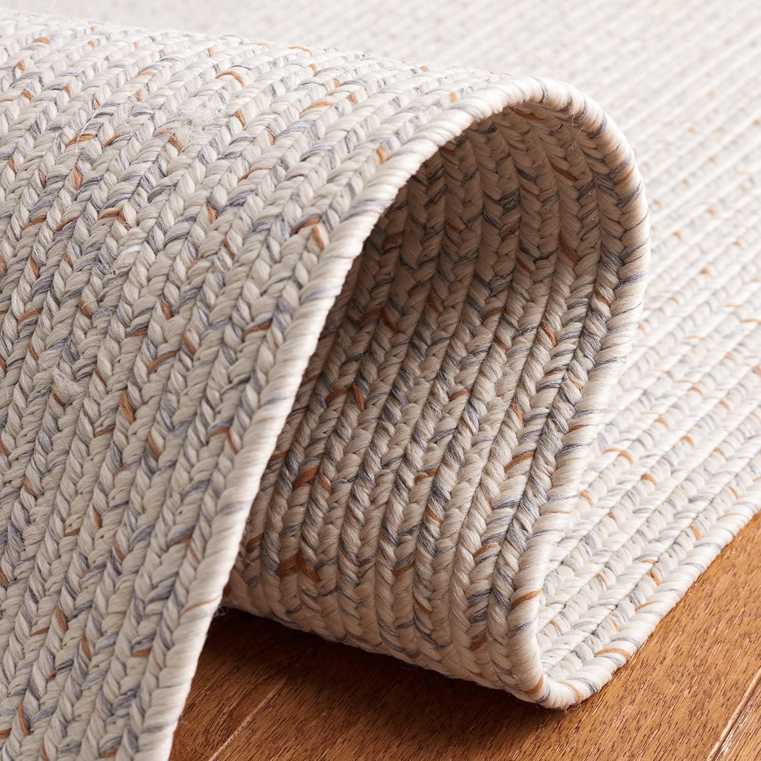 Braided BRA201 Hand Woven Indoor Machine Washable Area Rug - Ivory/Light Grey - 8'x10' - Safavieh