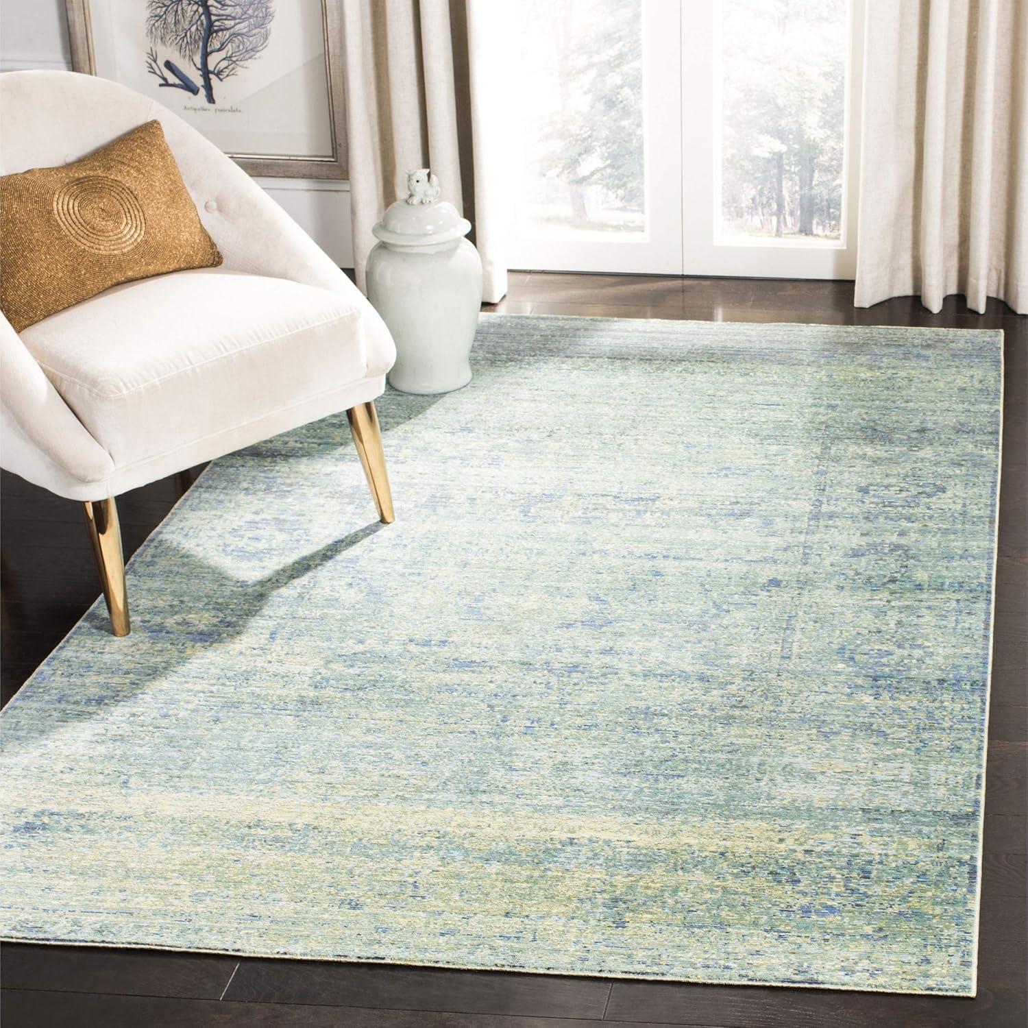 Lush Green Abstract 4' x 6' Hand-Knotted Wool Blend Area Rug