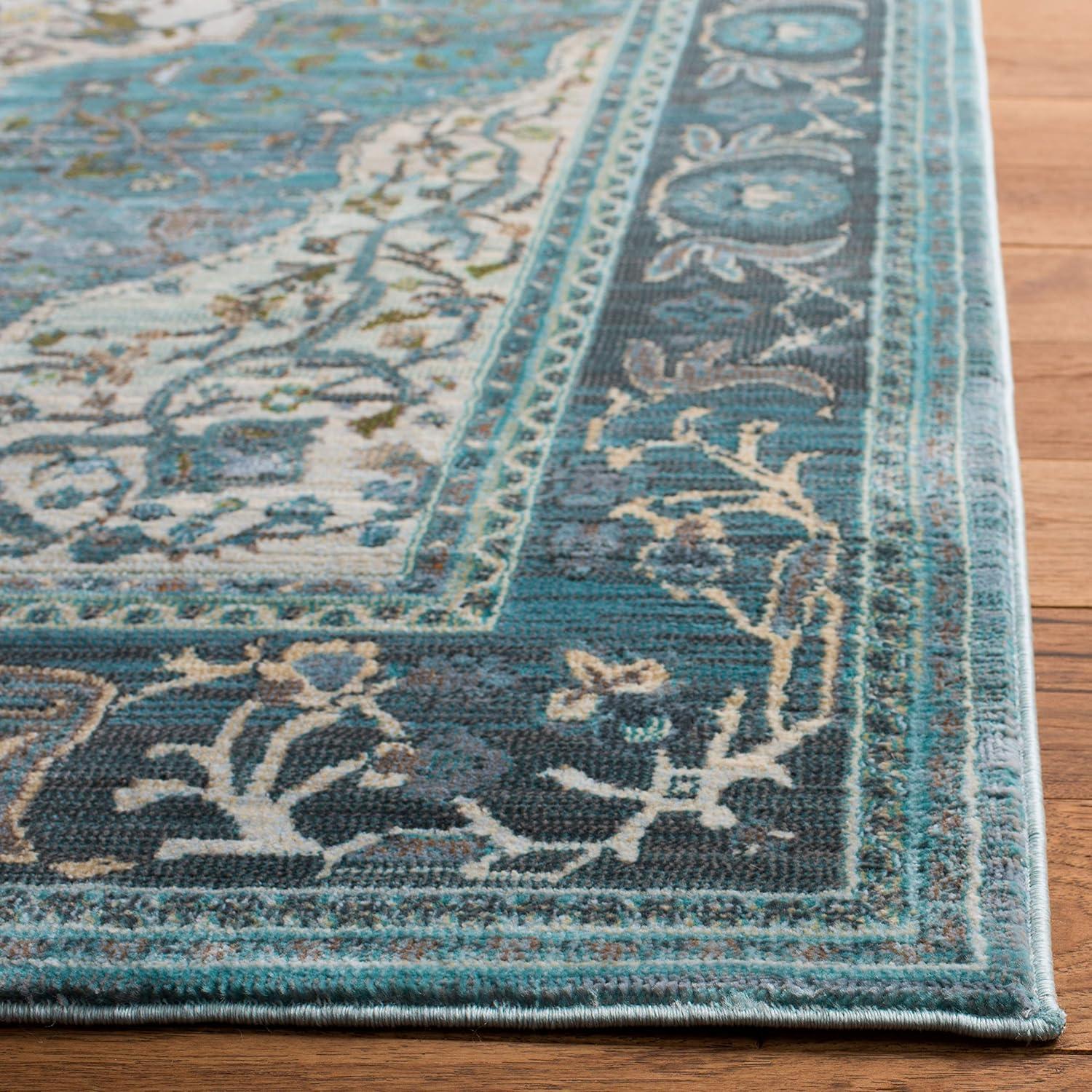 SAFAVIEH Luxor Amadine Floral Bordered Area Rug, Turquoise/Beige, 9' x 12'