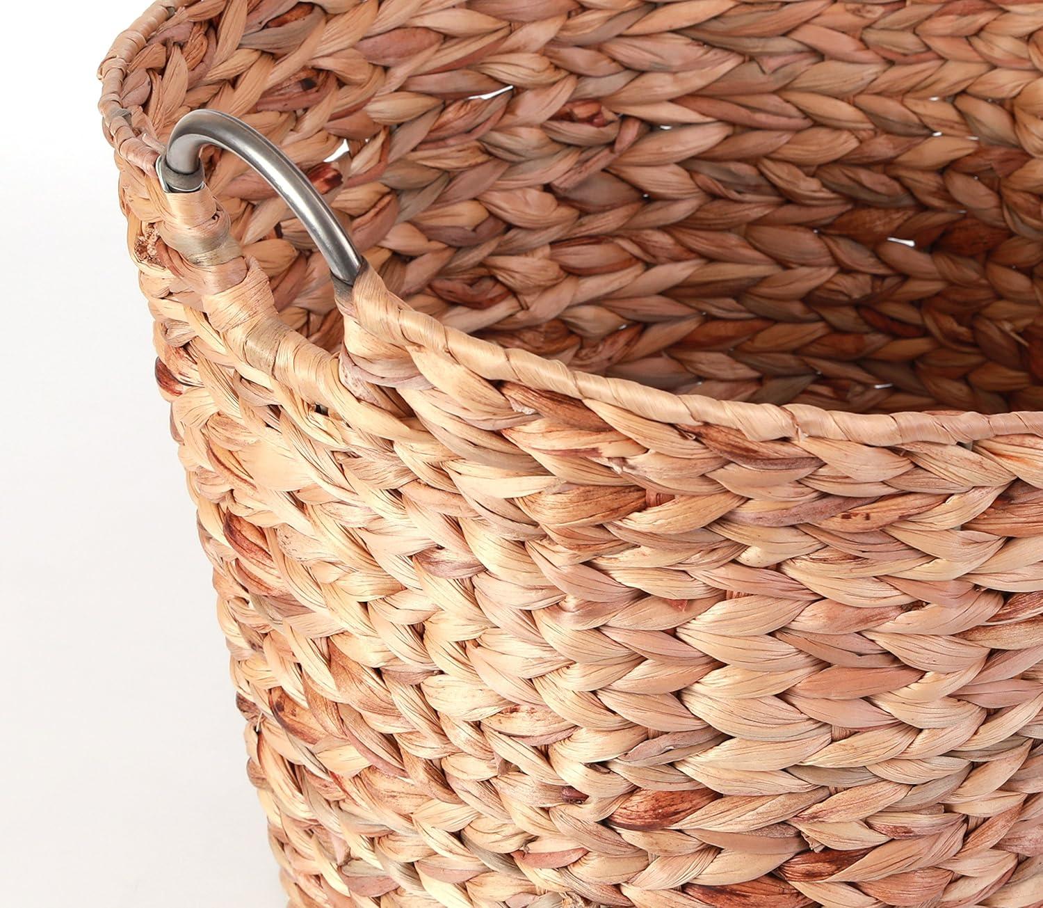 Large Round Water Hyacinth Wicker Laundry Basket