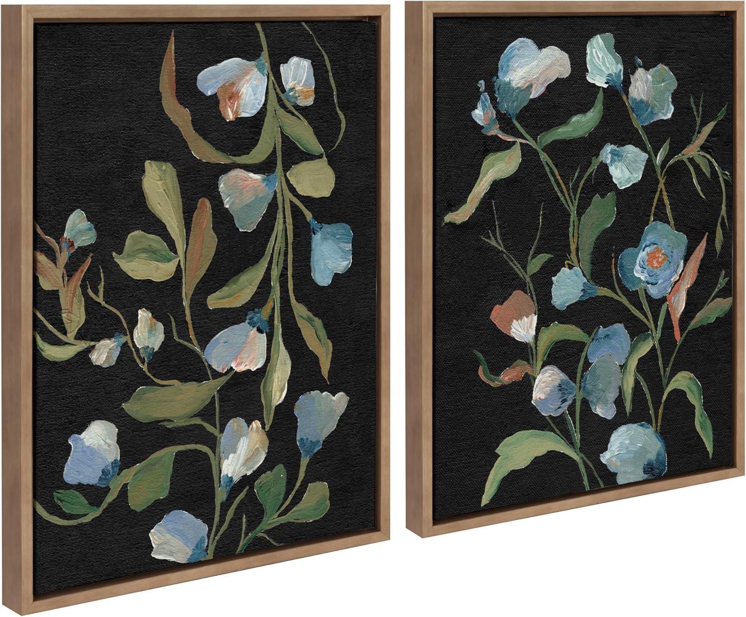 Kate & Laurel All Things Decor 18"x24" (Set of 2) Sylvie Foliage I and III Framed Canvas Arts by Nikita Jariwala Gold