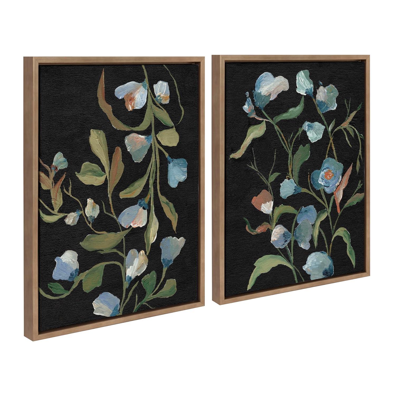 Kate & Laurel All Things Decor 18"x24" (Set of 2) Sylvie Foliage I and III Framed Canvas Arts by Nikita Jariwala Gold