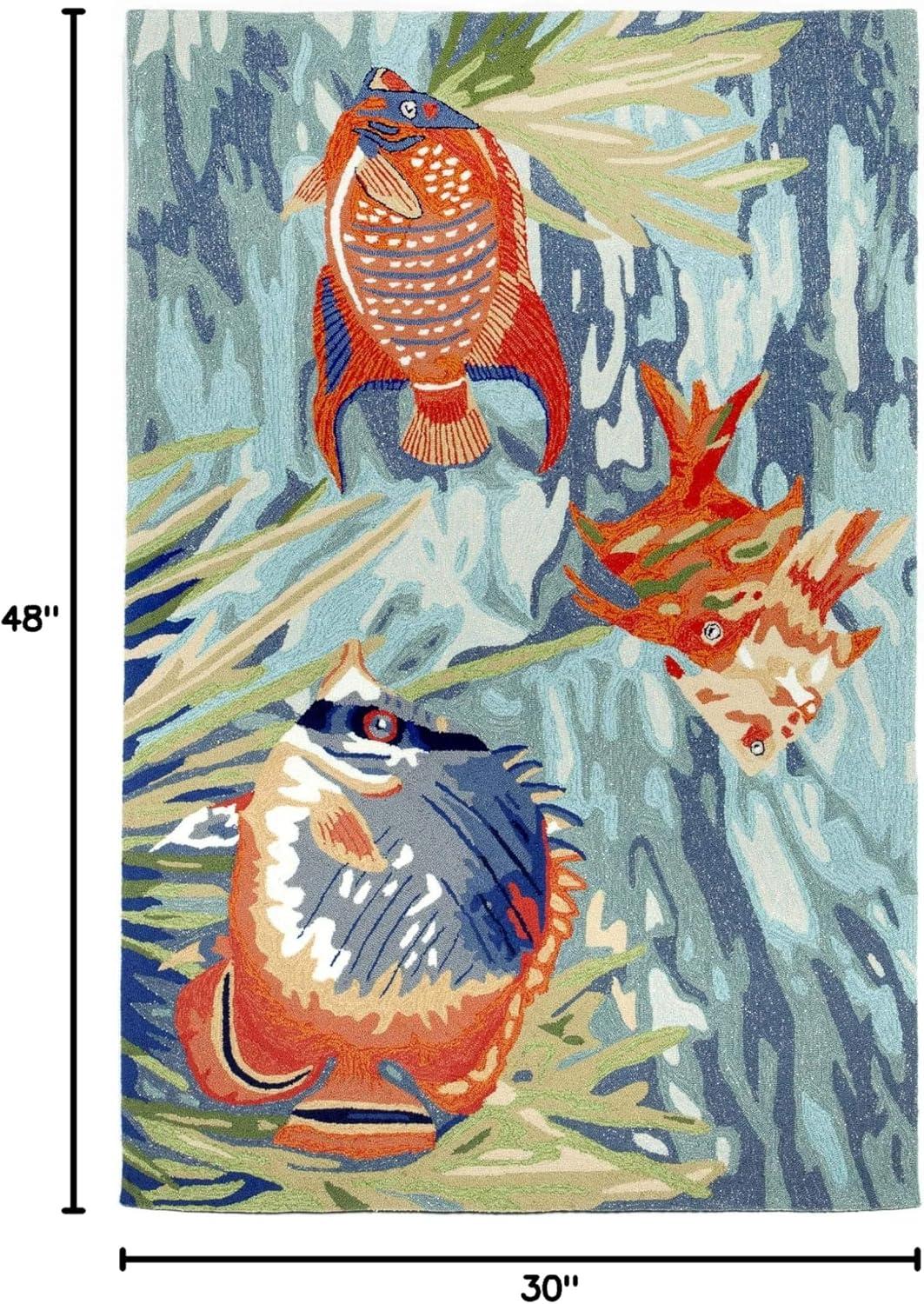 Liora Manne Ravella Tropical Fish Indoor/Outdoor Rug Ocean 2'6" x 4'
