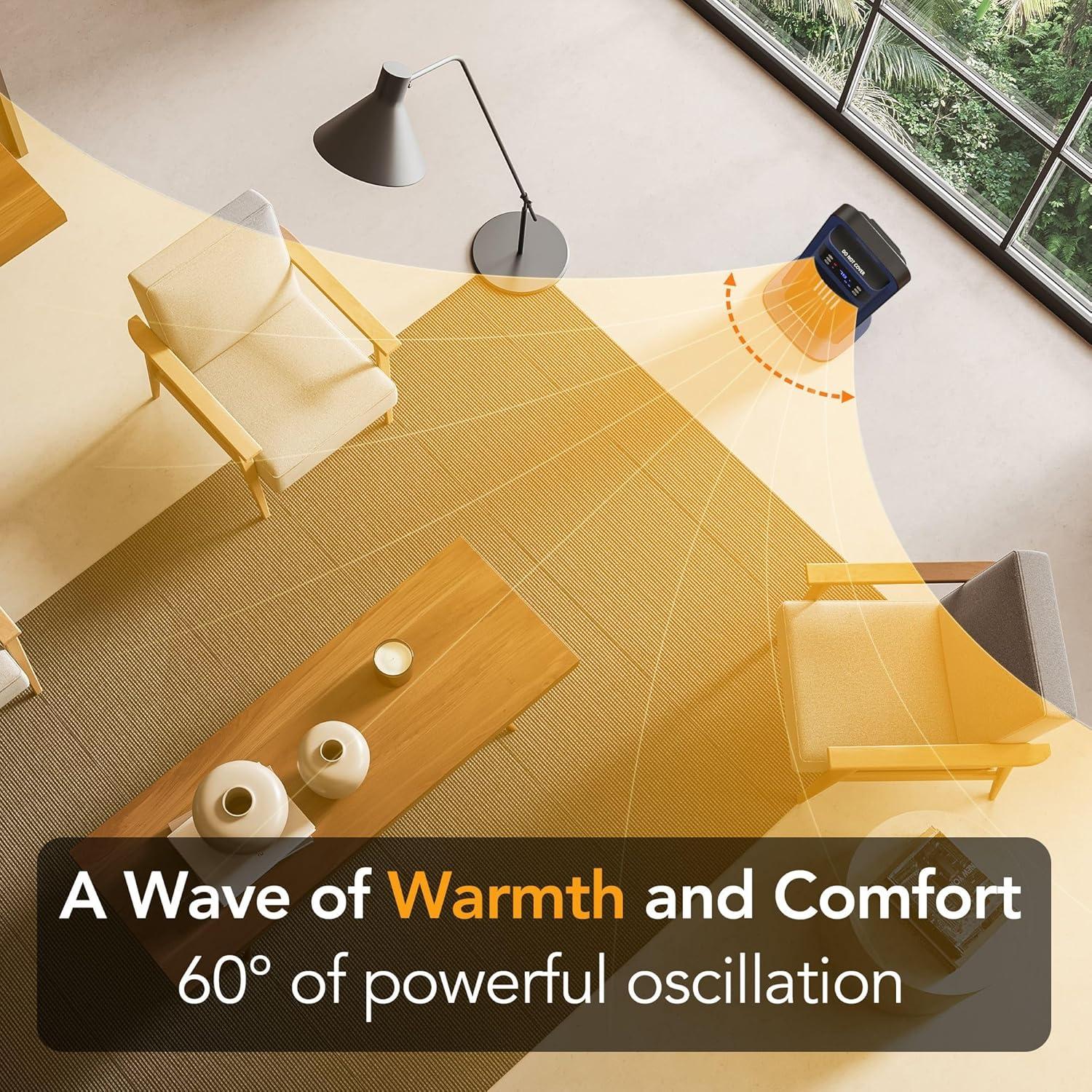 Comfort Zone 26" Oscillating Digital Tower Heater with Remote Control for Indoor Use, Adjustable Thermostat, Timer, Overheat Protection, Tip-Over Switch, Ideal for Home, Bedroom, & Office, HT1206-NVY