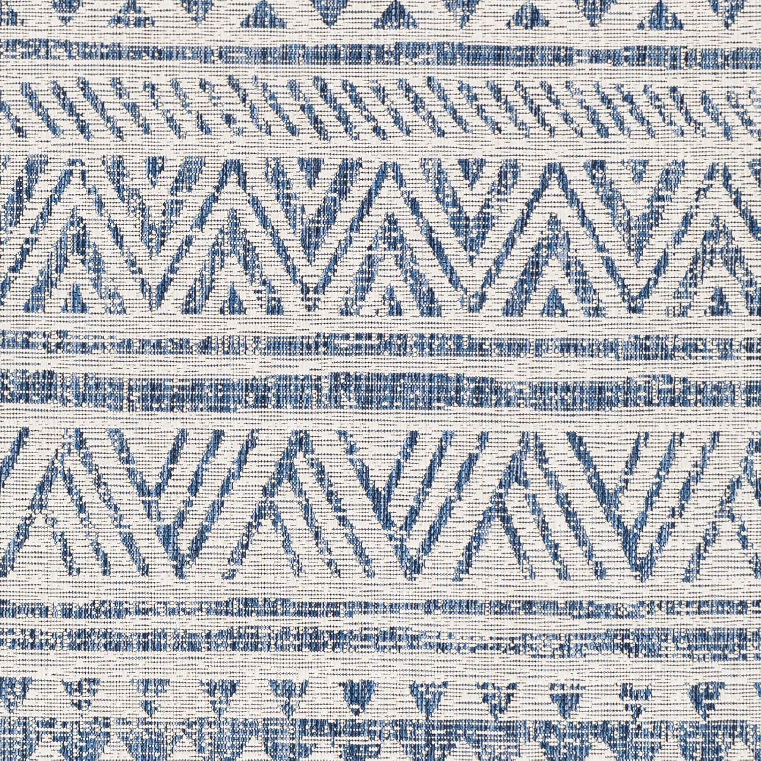 Livabliss Eagean Global Indoor/Outdoor Area Rug,7'10" x 10'2",Denim/Cream