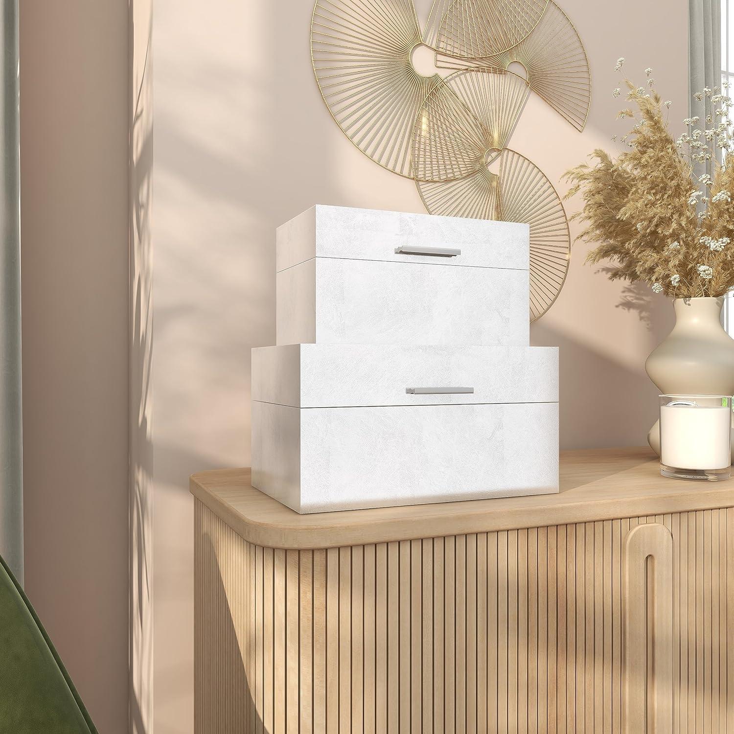 CosmoLiving by Cosmopolitan Wooden Decorative Box with Textured Foiled Exterior Set