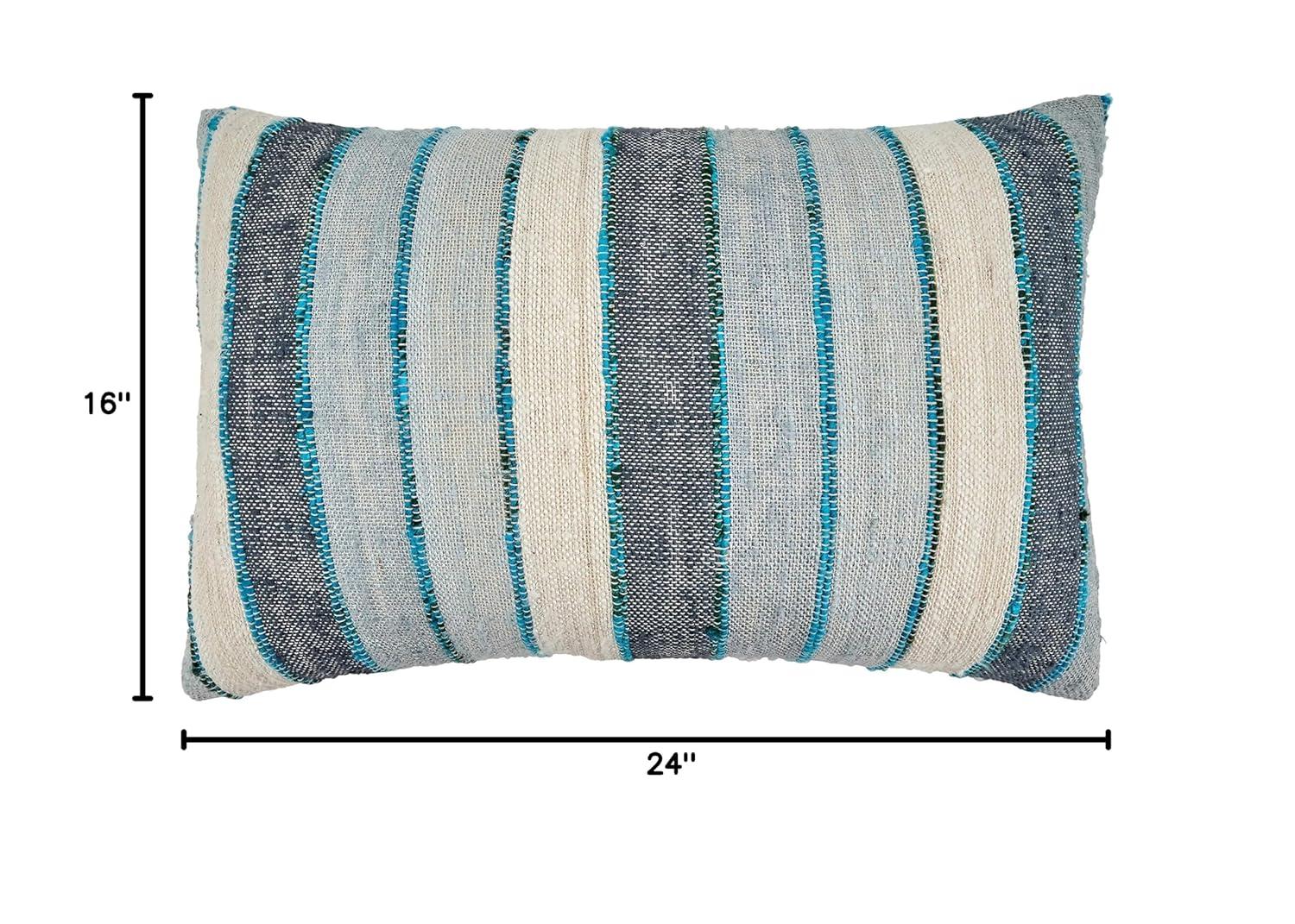 Saro Lynn Collection Striped Cotton Throw Pillow