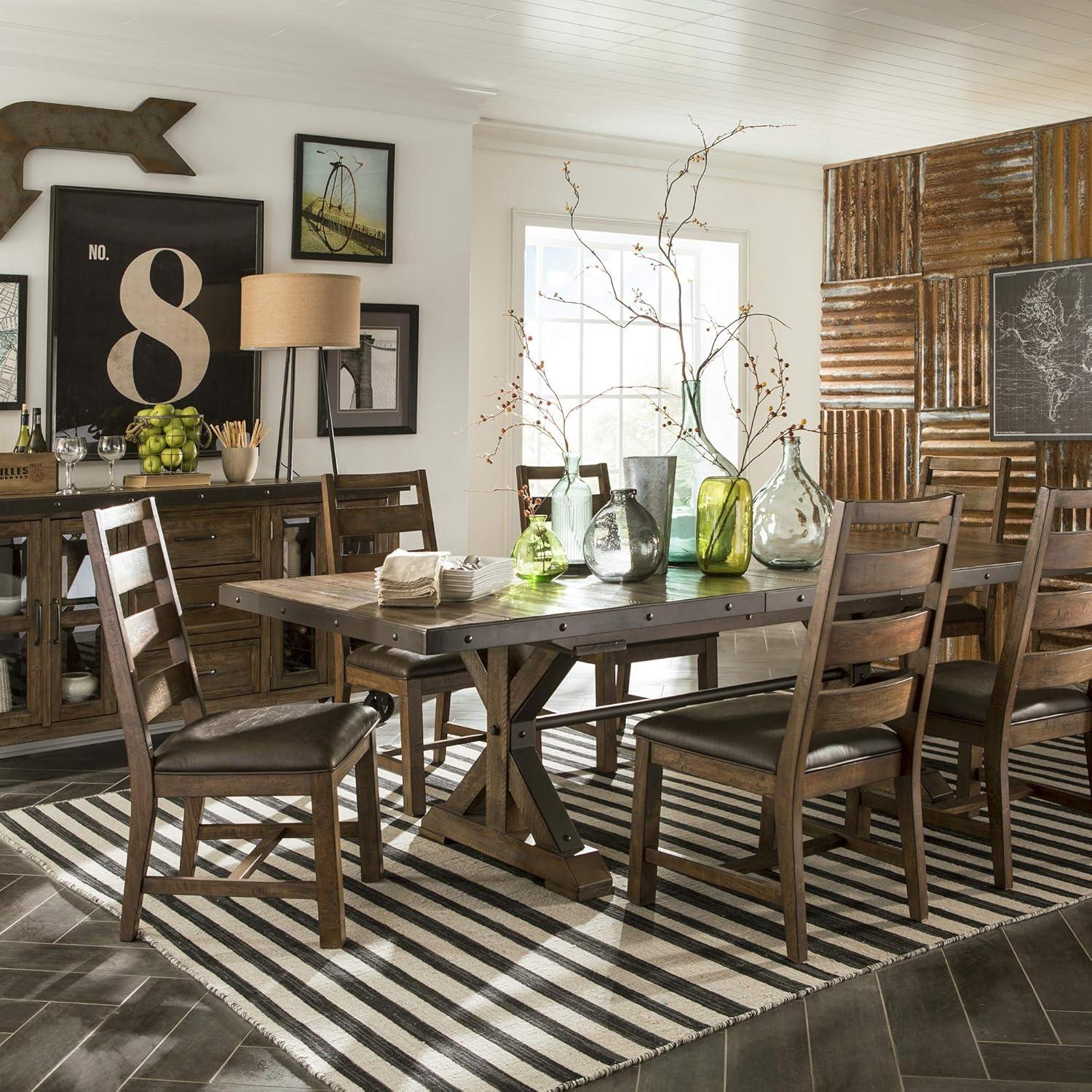 Canyon Brown Hardwood and Metal Sideboard with Glass Doors