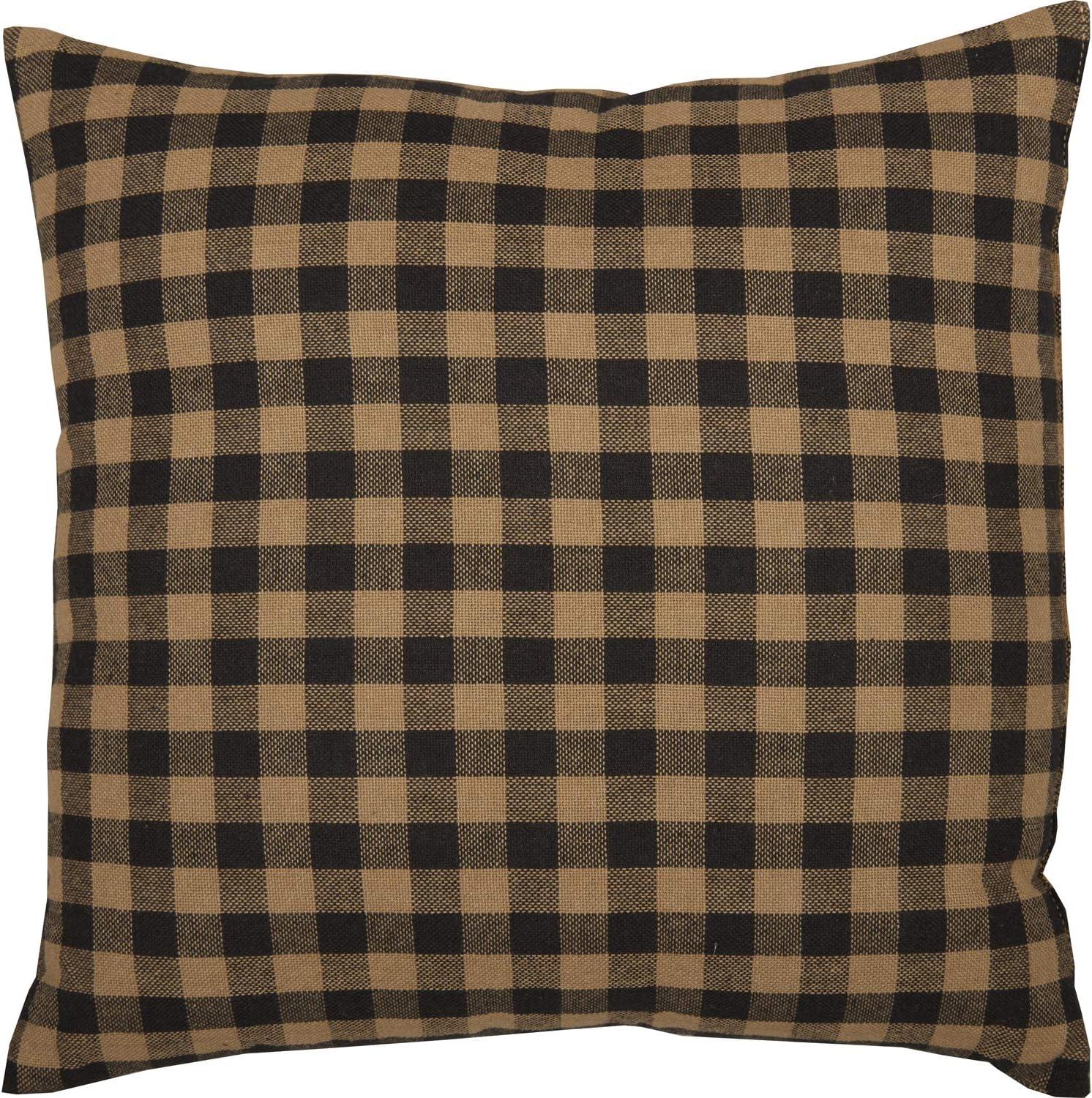 VHC Brands Black Check, Cotton, 12x12, Pillow, Fabric, Black