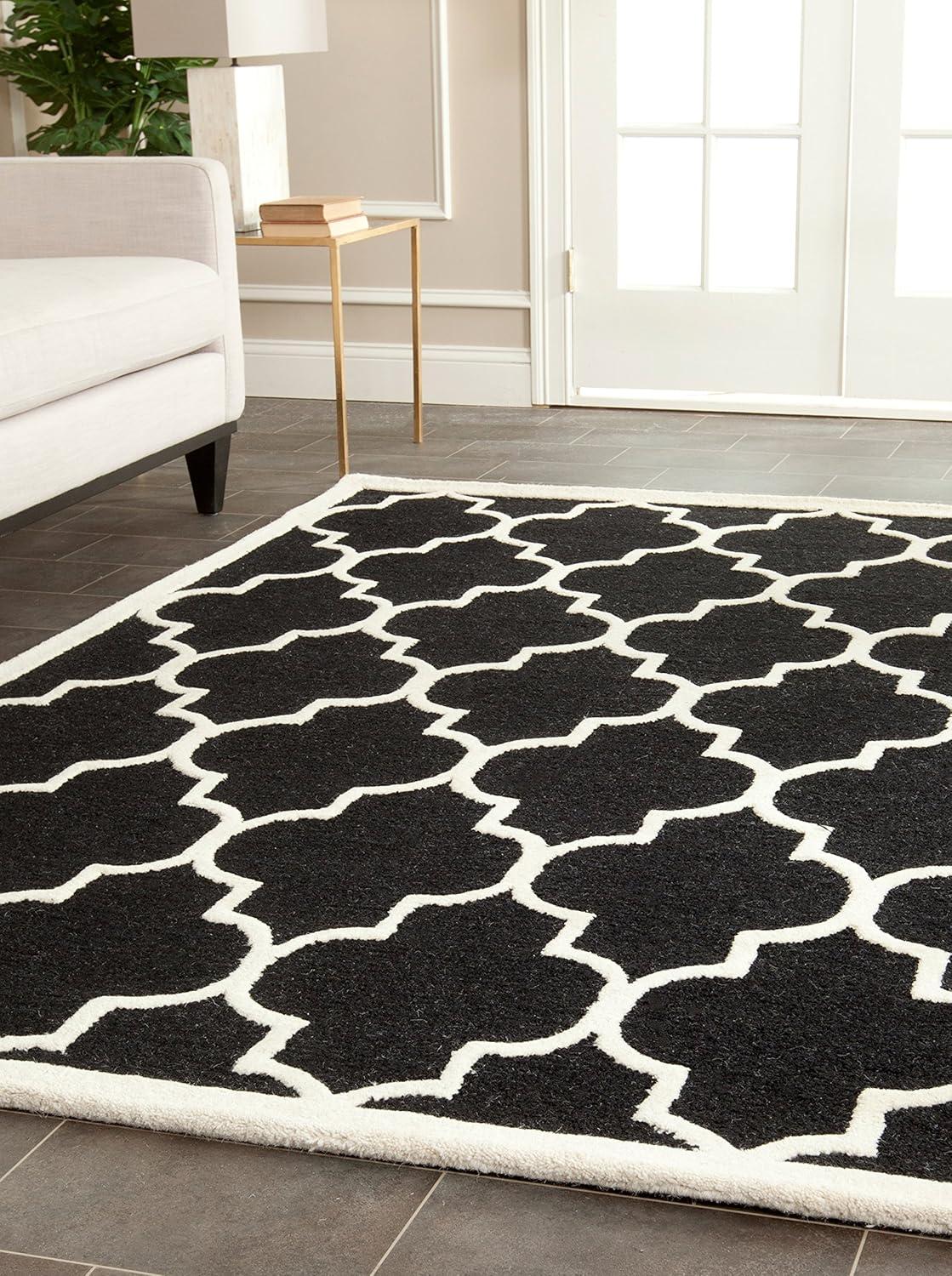 SAFAVIEH Cambridge Kevin Geometric Wool Area Rug, Black/Ivory, 5' x 8'