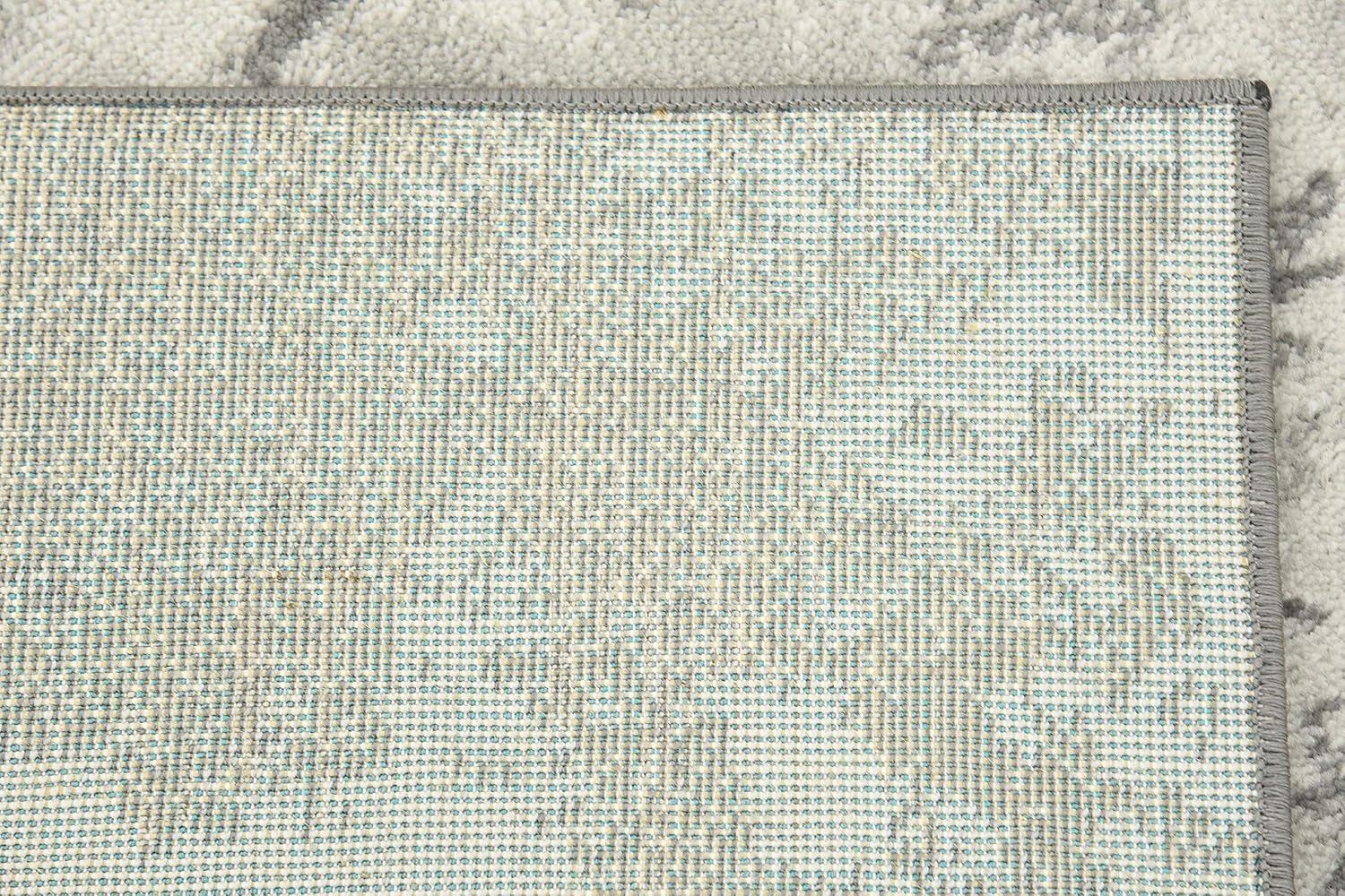 Light Gray Abstract Synthetic 4' x 6' Easy-Care Area Rug