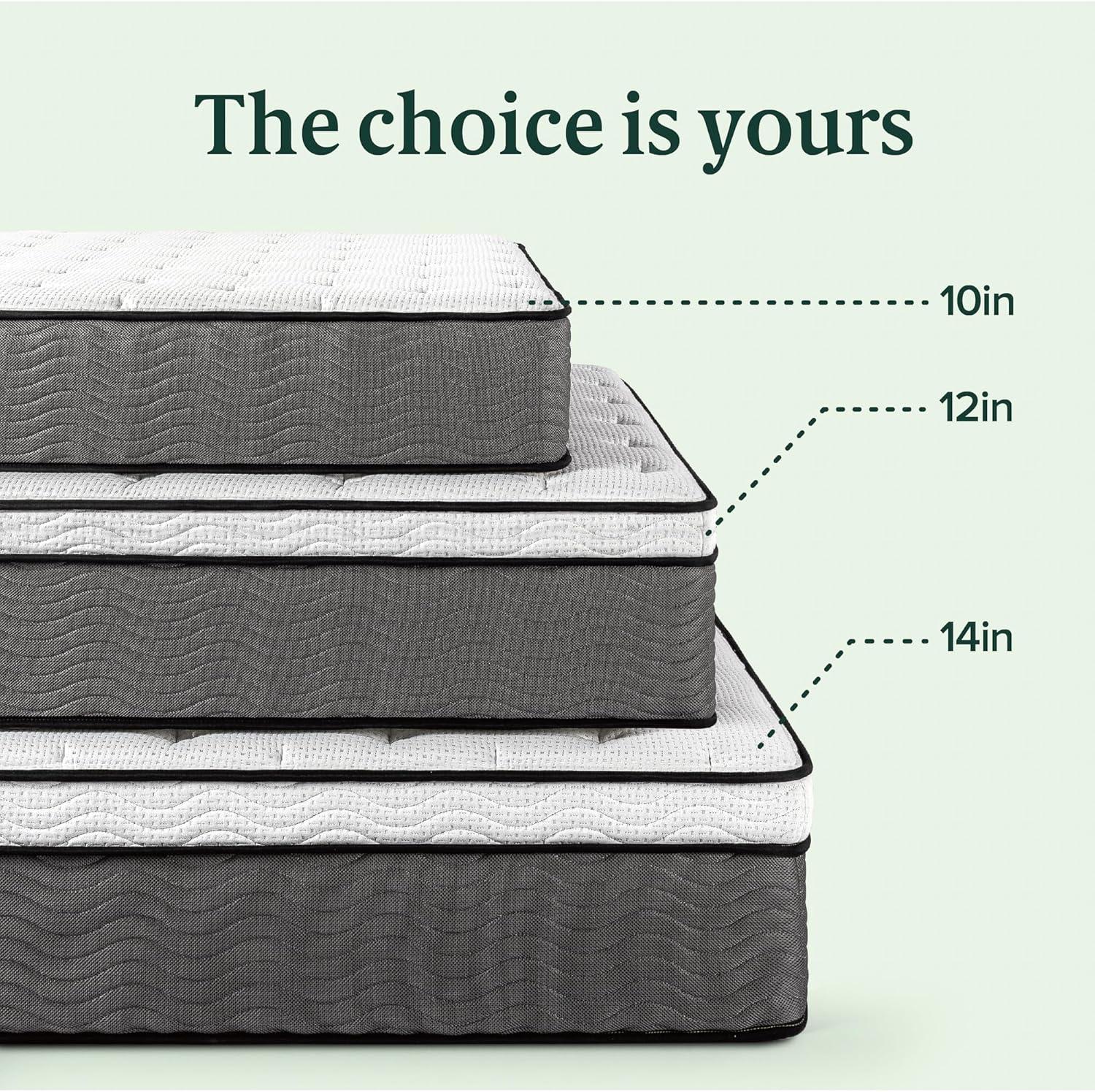ZHENYING 10 Inch True Support Hybrid Mattress [New Version], Queen, Fiberglass Free, Medium Feel, Motion Isolation, Certified Safe Foams & Fabric, Mattress in A Box