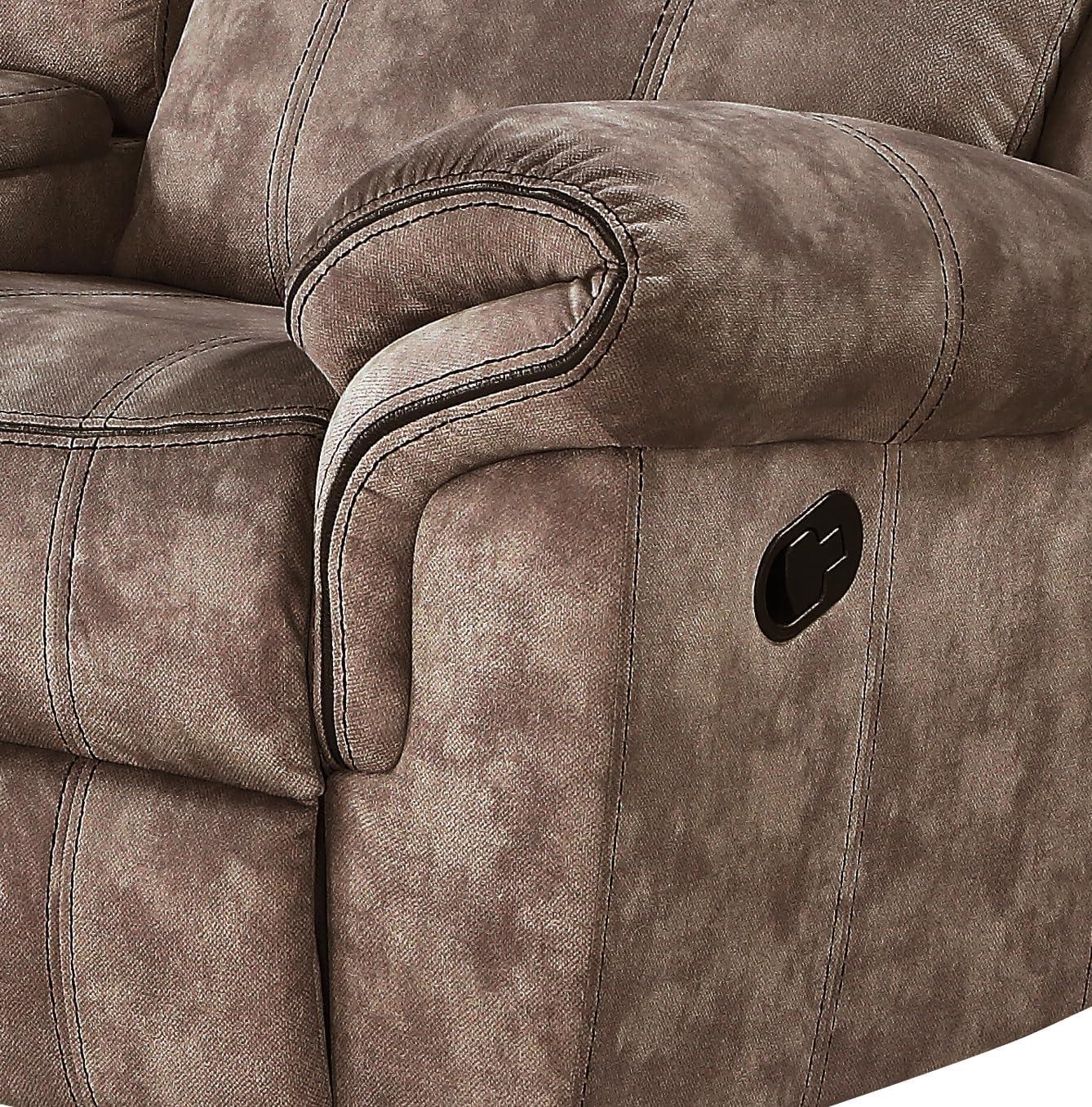 Gray Velvet Tufted Reclining Loveseat with Storage and Cup Holder