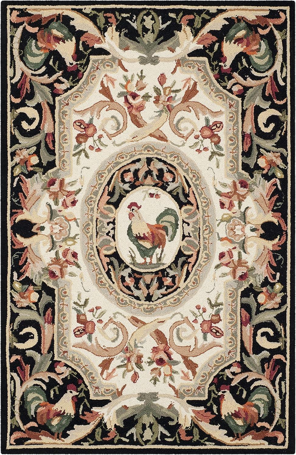 Chelsea HK48 Hand Hooked Area Rug - Ivory/Black - 3'9"x5'9" - Safavieh.