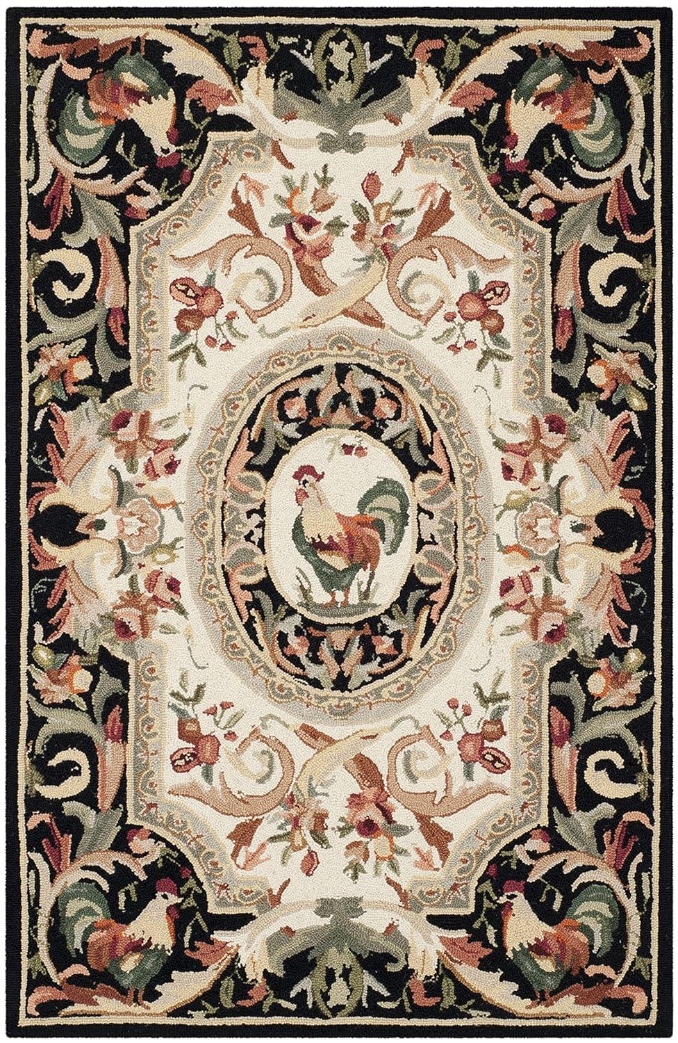 Chelsea HK48 Hand Hooked Area Rug - Ivory/Black - 3'9"x5'9" - Safavieh.