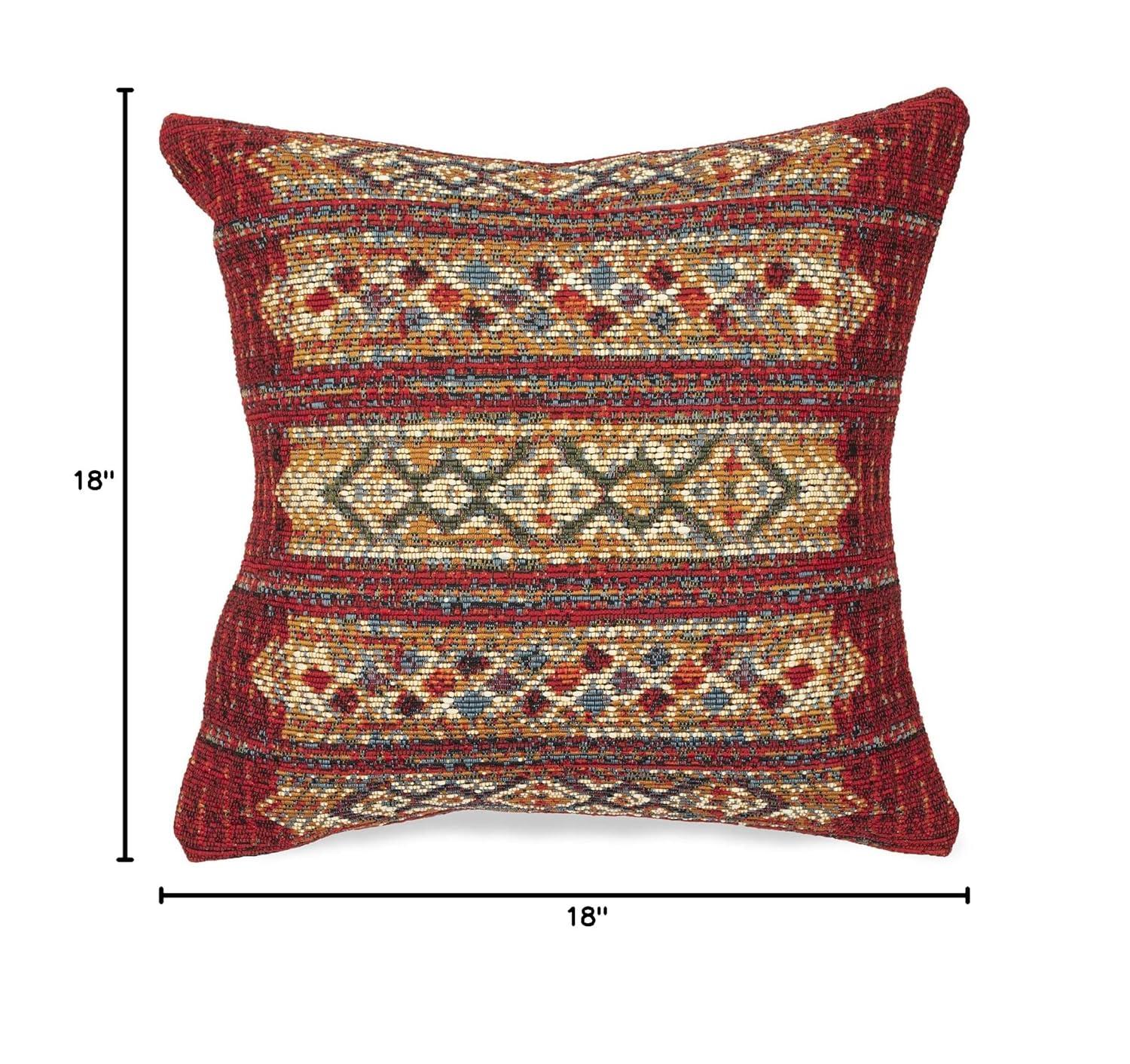 Marina Red and Gold Tribal Stripe Indoor/Outdoor Pillow 18" Square