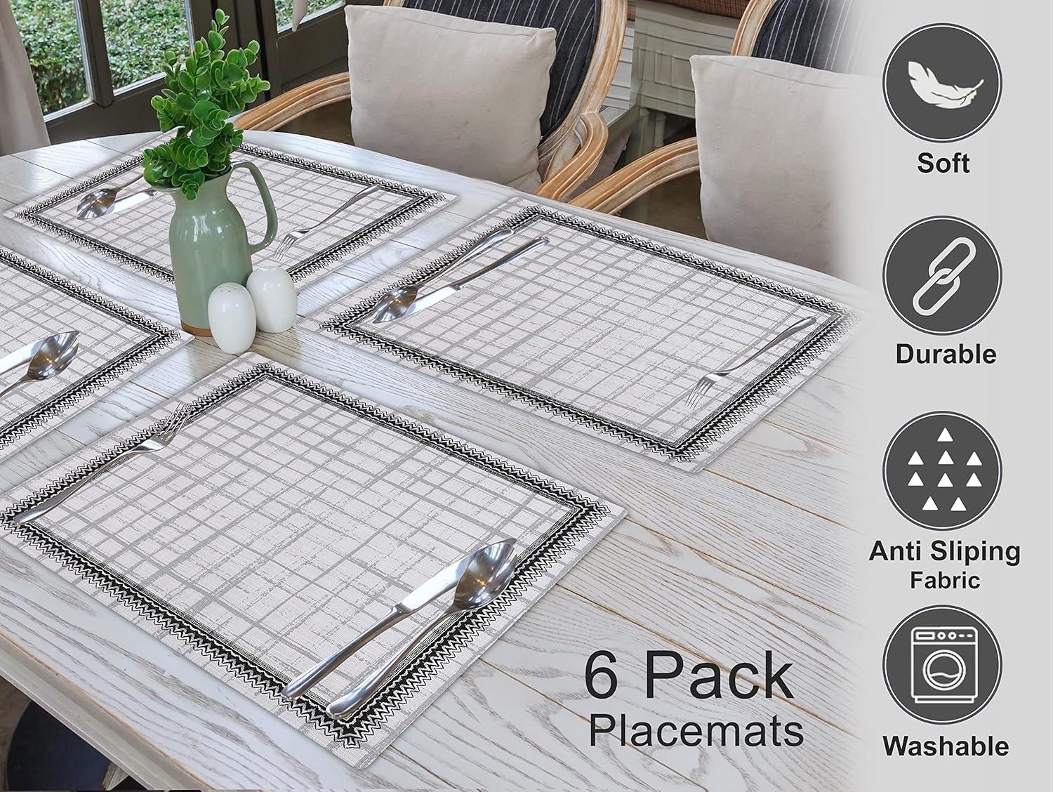 Ruvanti Dining Table Rectangle Placemats 100% Cotton Multi Pattern 13x19 Inches (Set of 6)
