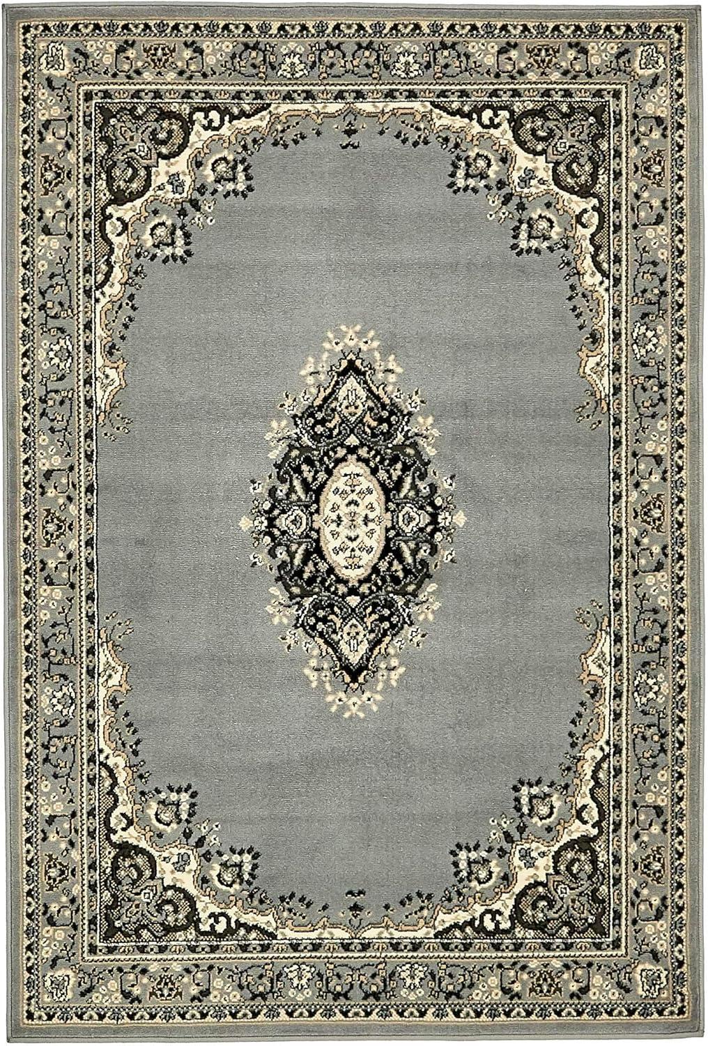 Amaya Gray Medallion 4' x 6' Easy-Care Synthetic Rug