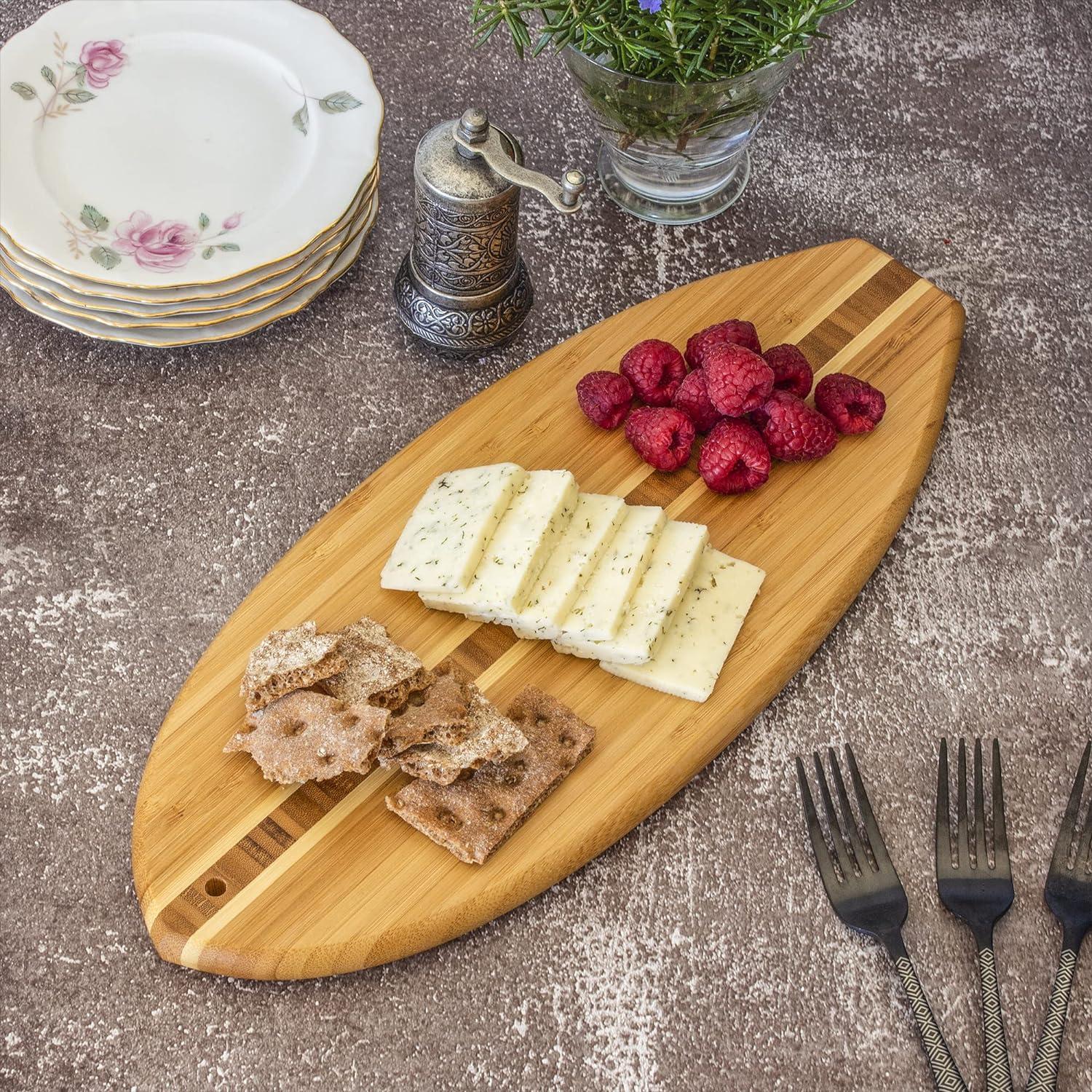 Totally Bamboo Lil' Surfer Surfboard Shaped Serving and Cutting Board